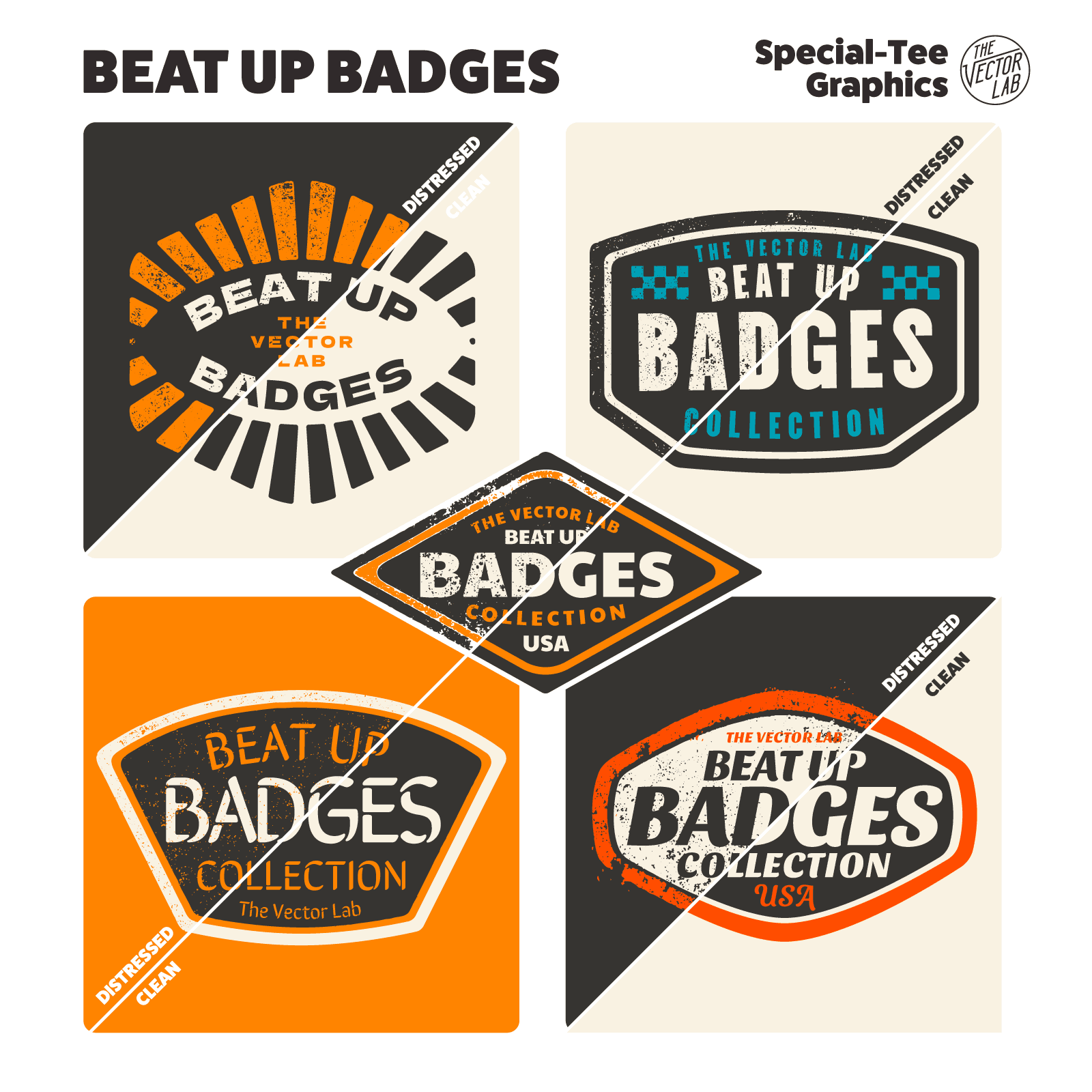 Beat Up Badges - Textured Logo Templates