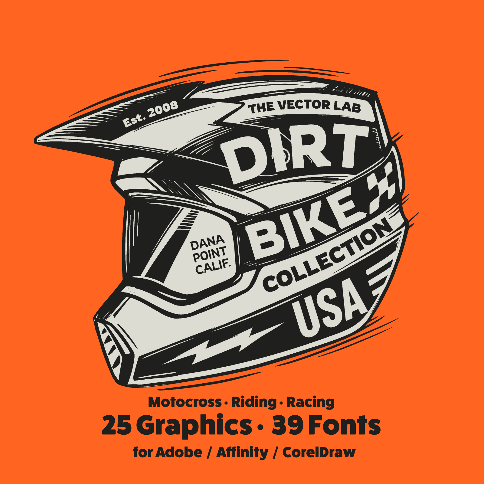 Dirt Bike Graphic Logo Templates for Adobe Affinity Corel