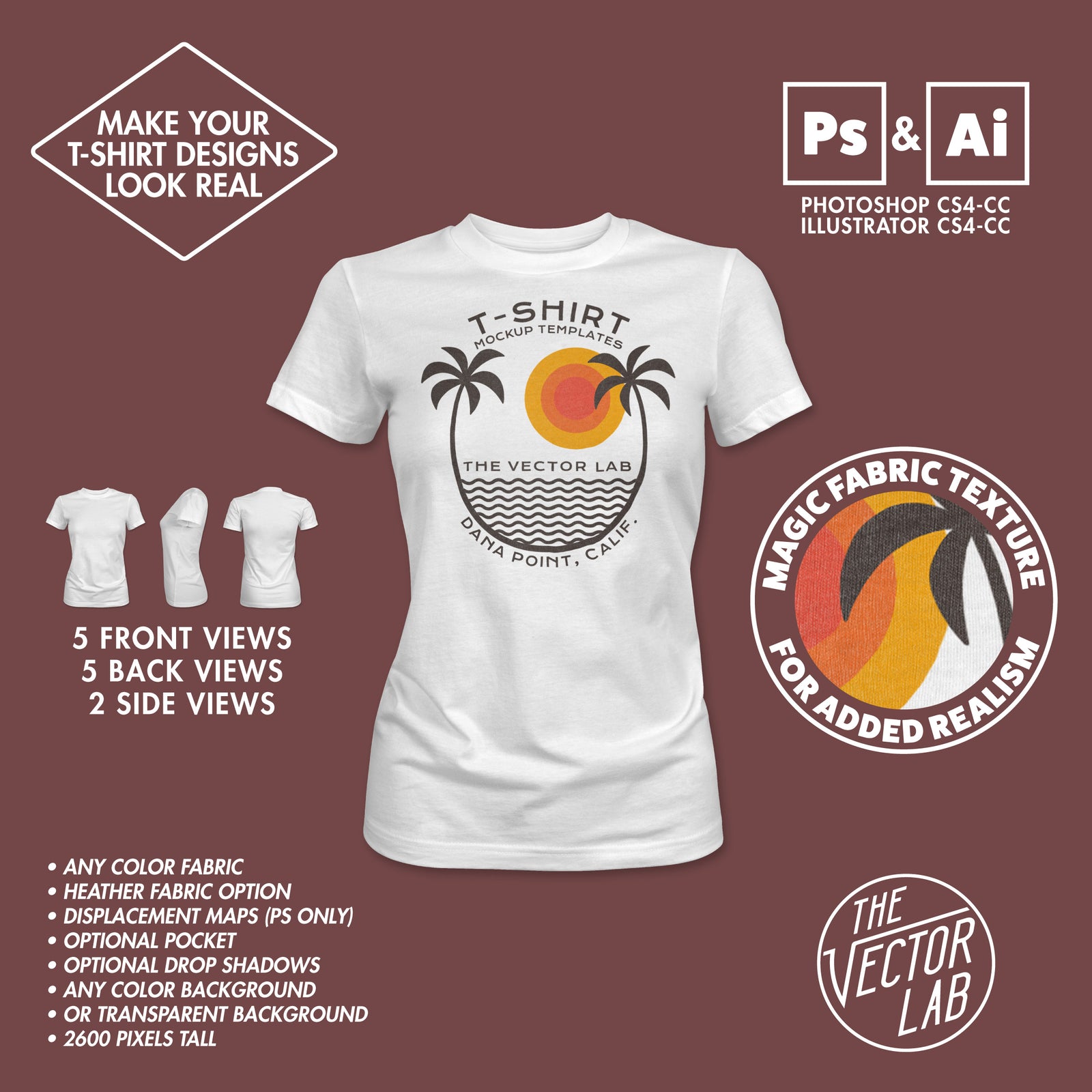Women's T-Shirt Mockup Templates for Photoshop and Illustrator