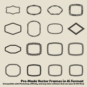 Flex Frames for Illustrator & Photoshop - Detailed Border Designs