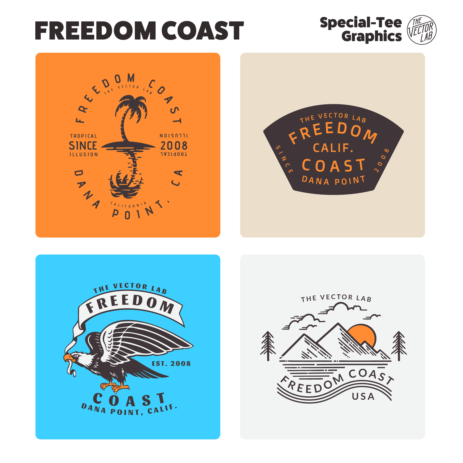 Freedom Coast Graphic Logo Templates for Adobe Affinity CorelDraw