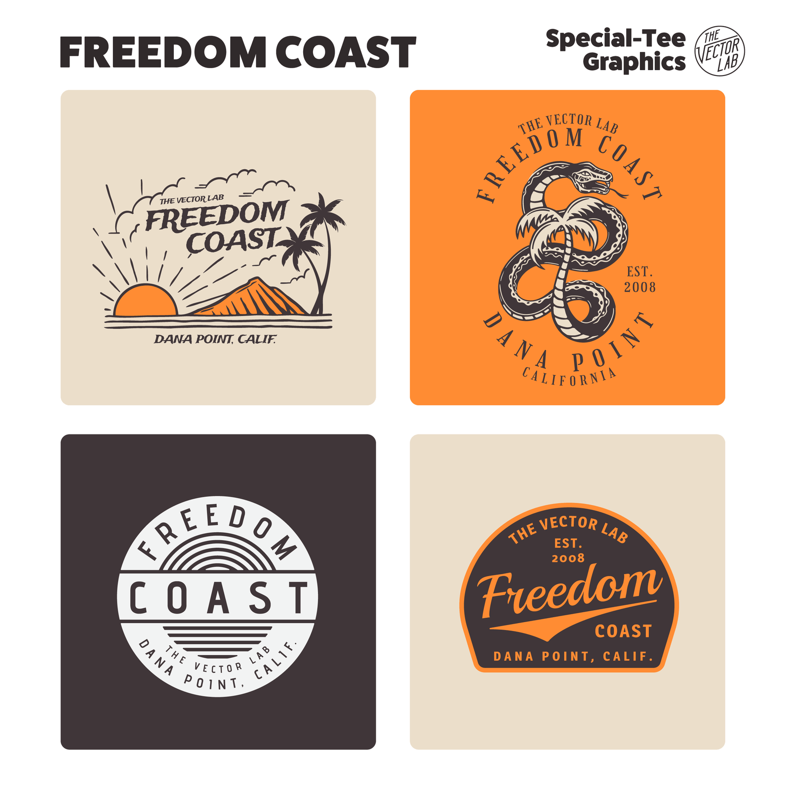 Freedom Coast Graphic Logo Templates for Adobe Affinity CorelDraw