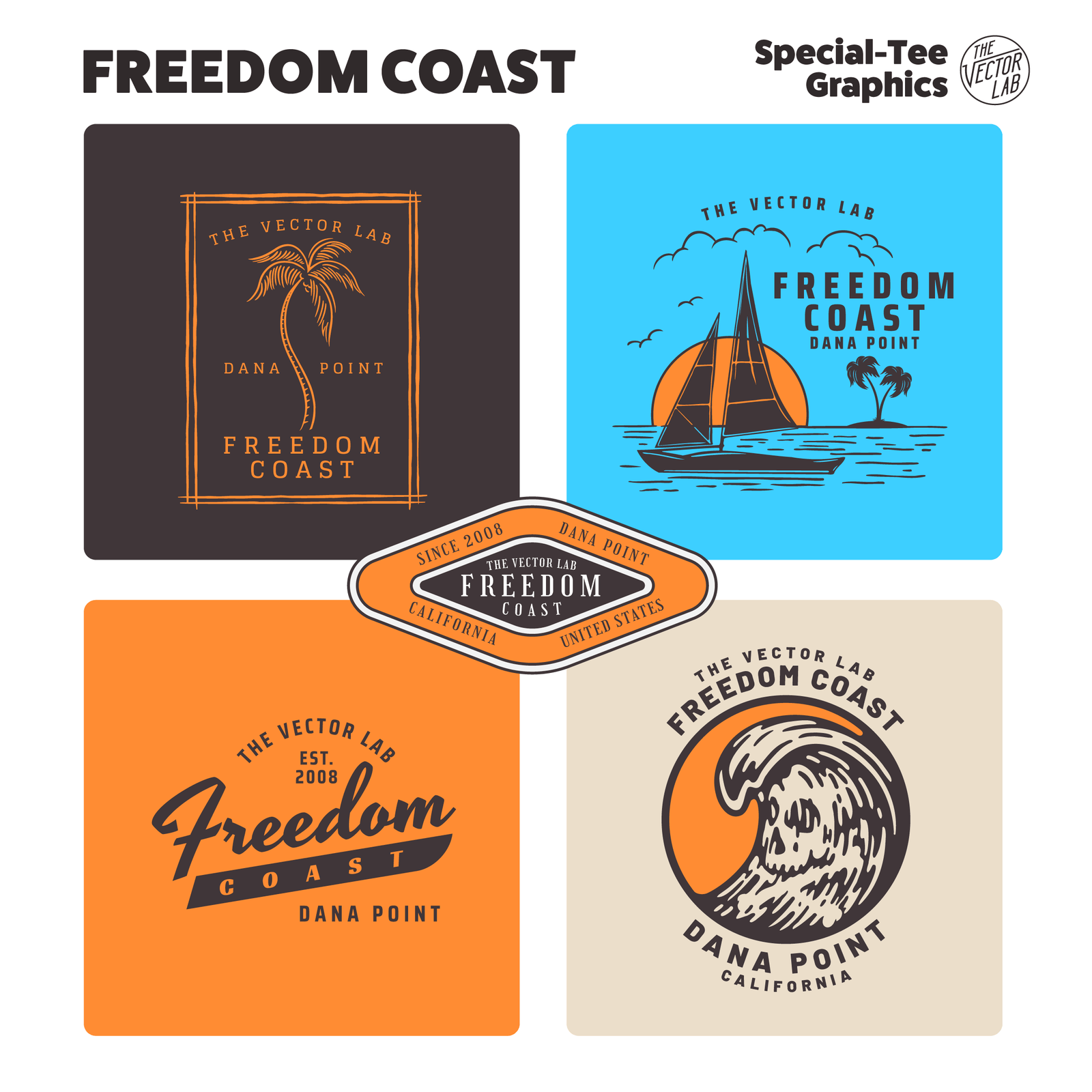Freedom Coast Graphic Logo Templates for Adobe Affinity CorelDraw