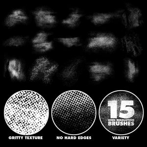 Gritty Halftone Spot Texture Brushes for Photoshop, Procreate App, Illustrator