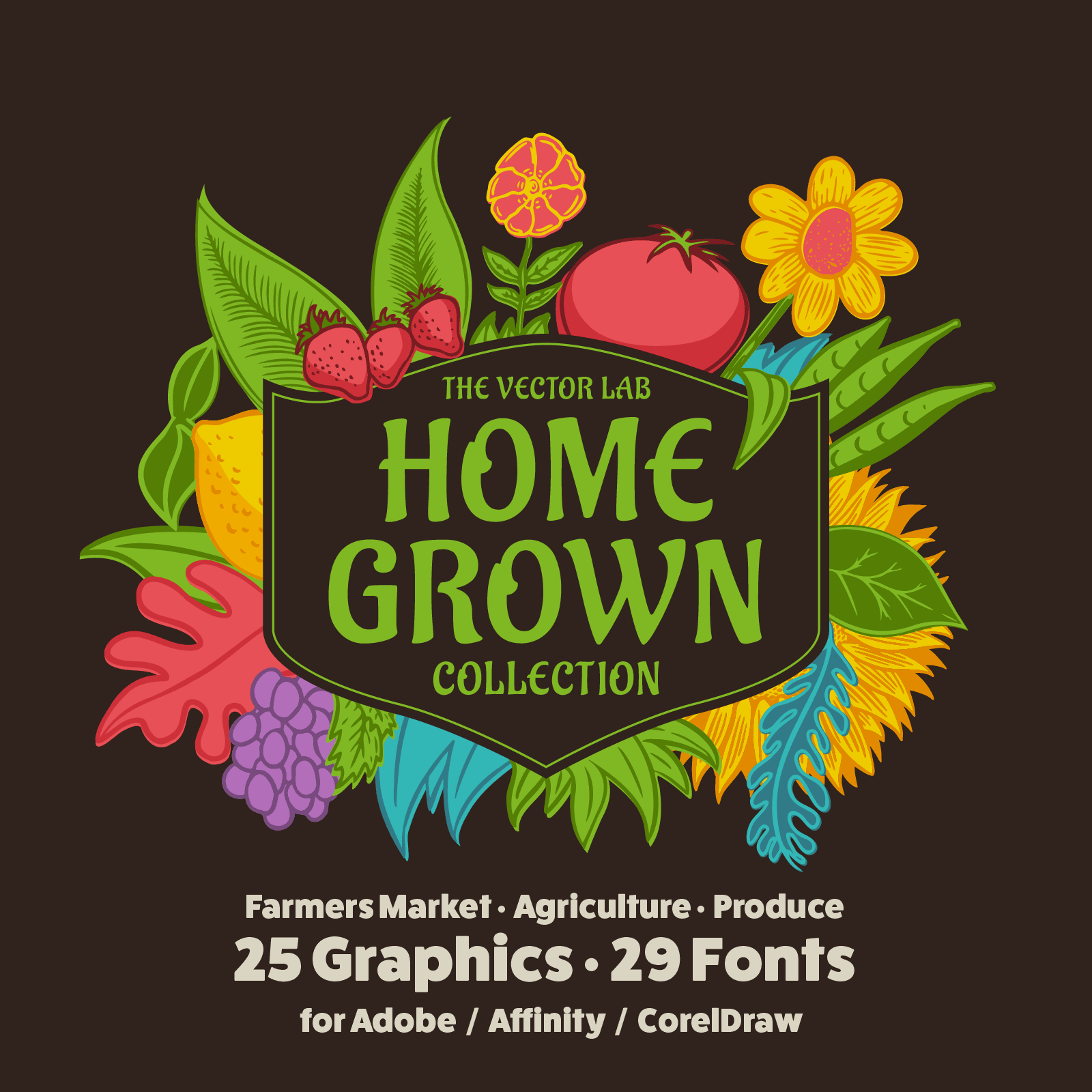Homegrown farmer's market graphic logo templates