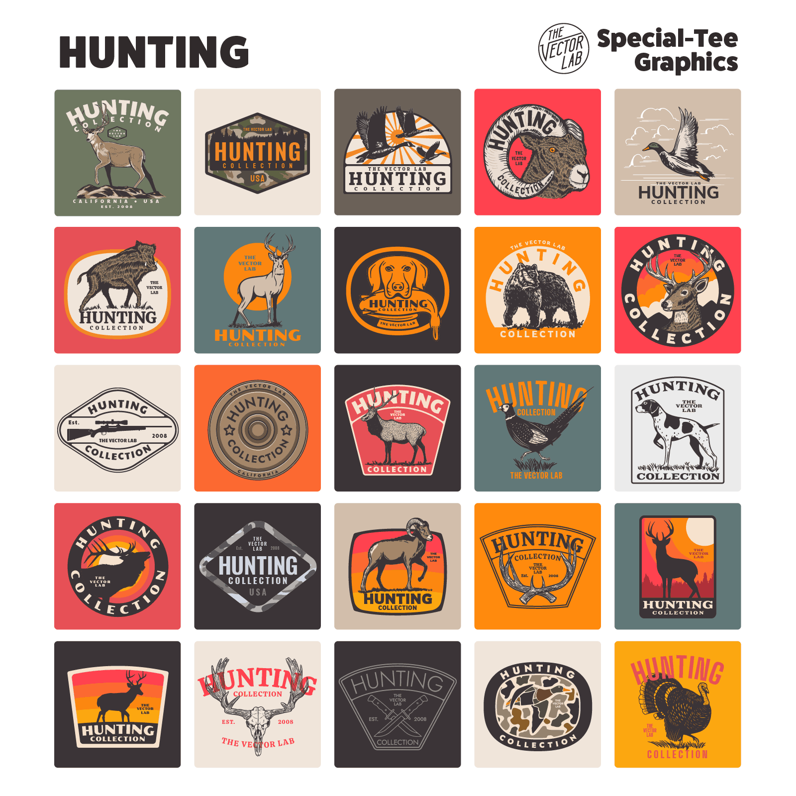 Hunting graphic logo templates for Adobe Affinity Corel