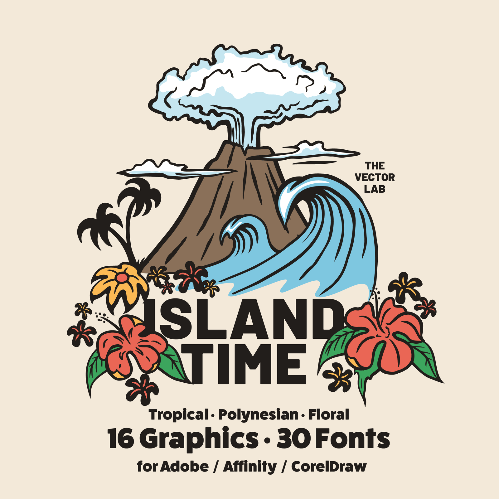 Island Time Tropical Graphics Logos Fonts