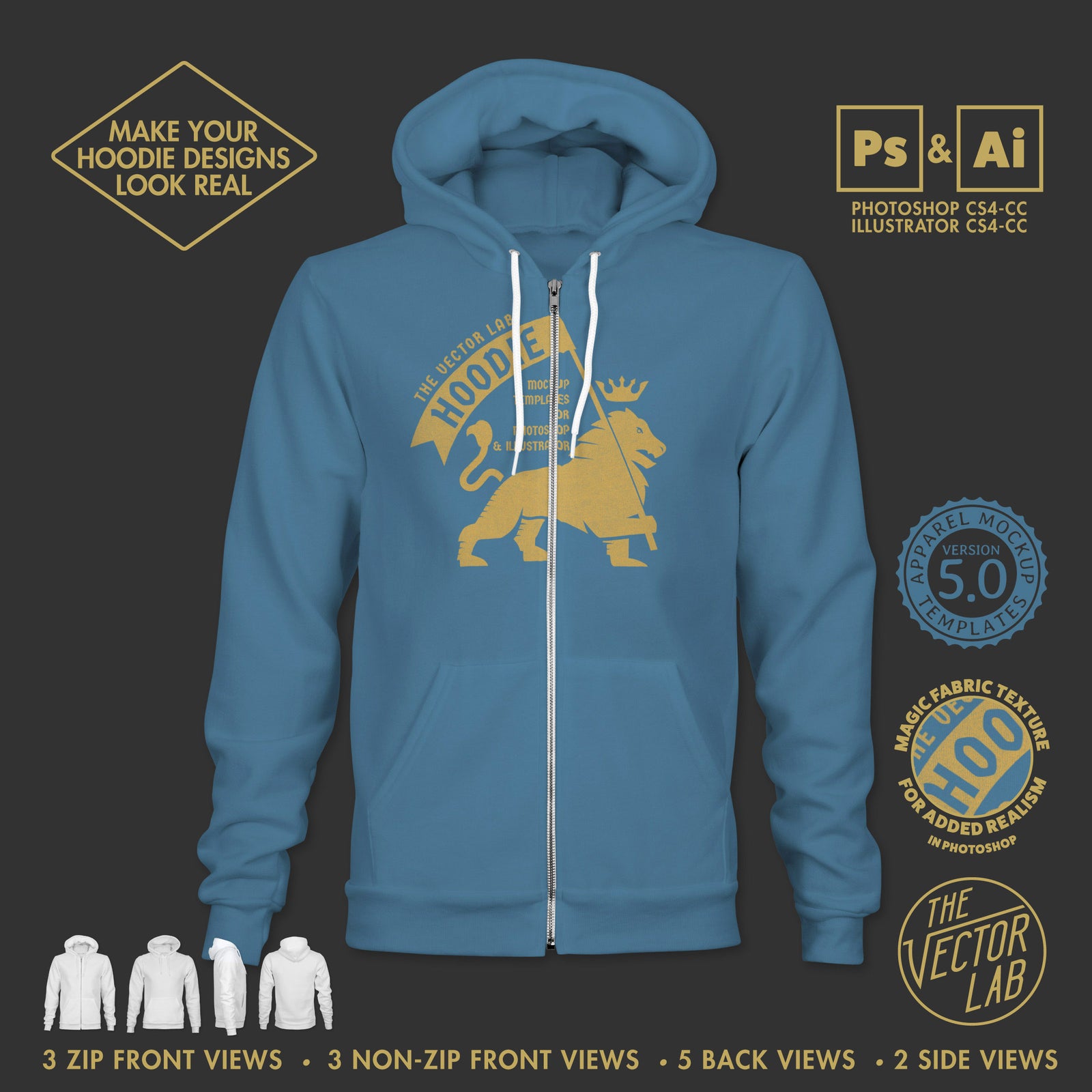 Men's Hoodie Sweatshirt Mockup Templates for Photoshop and Illustrator