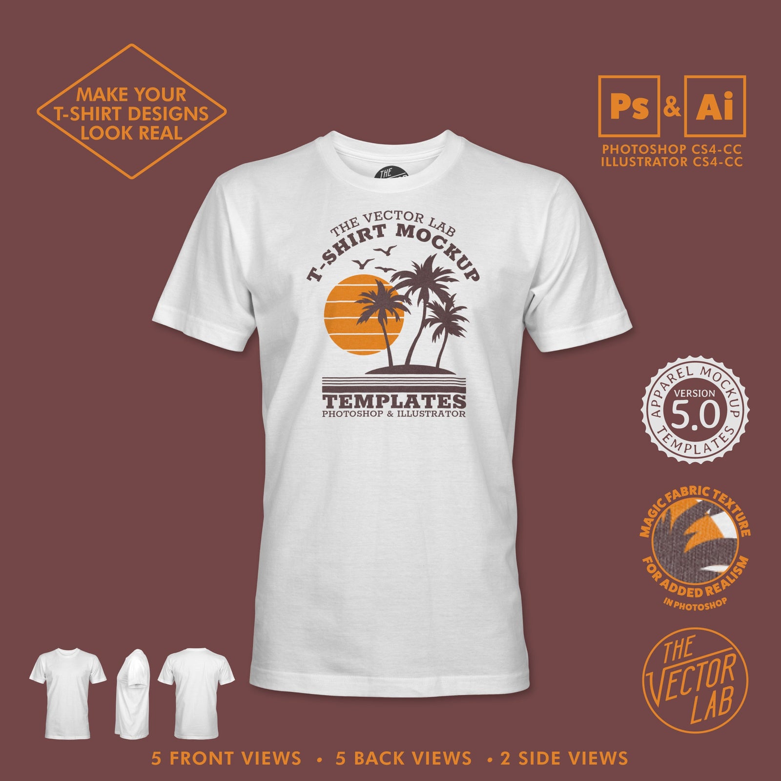 Men's T-Shirt Mockup Templates for Photoshop and Illustrator