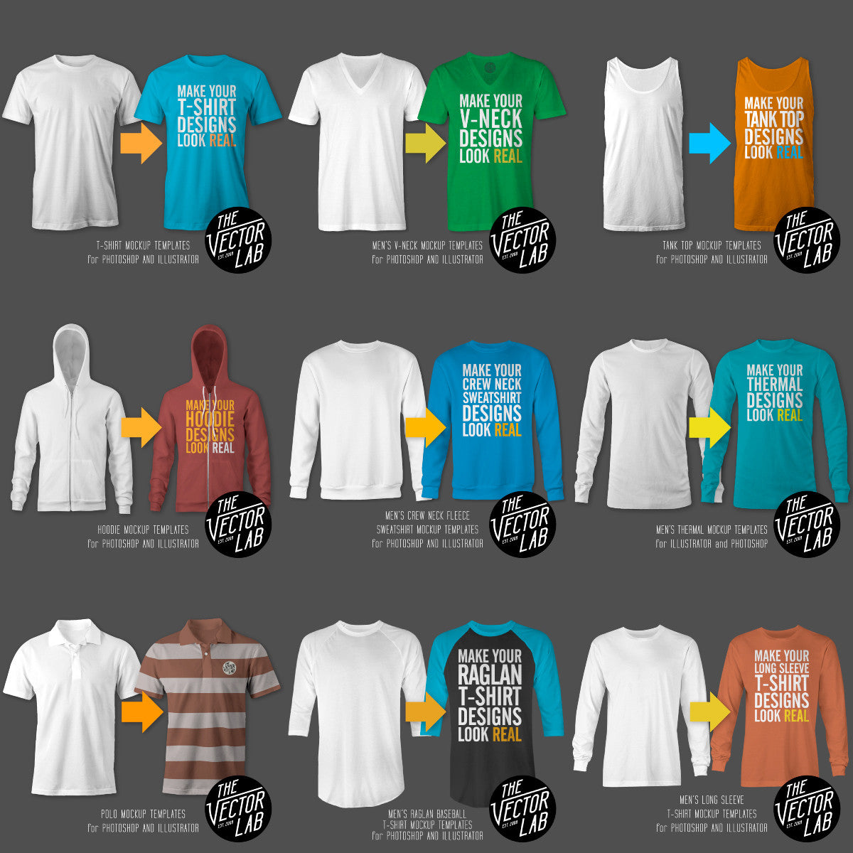 Men's T-Shirt and Apparel Mockup Templates Bundle