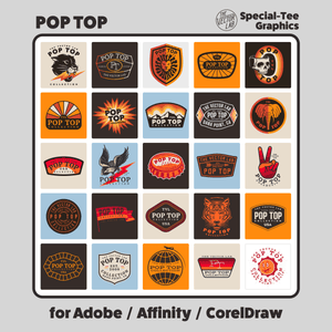 Pop Top Graphic Logo Templates for Adobe Affinity CorelDraw