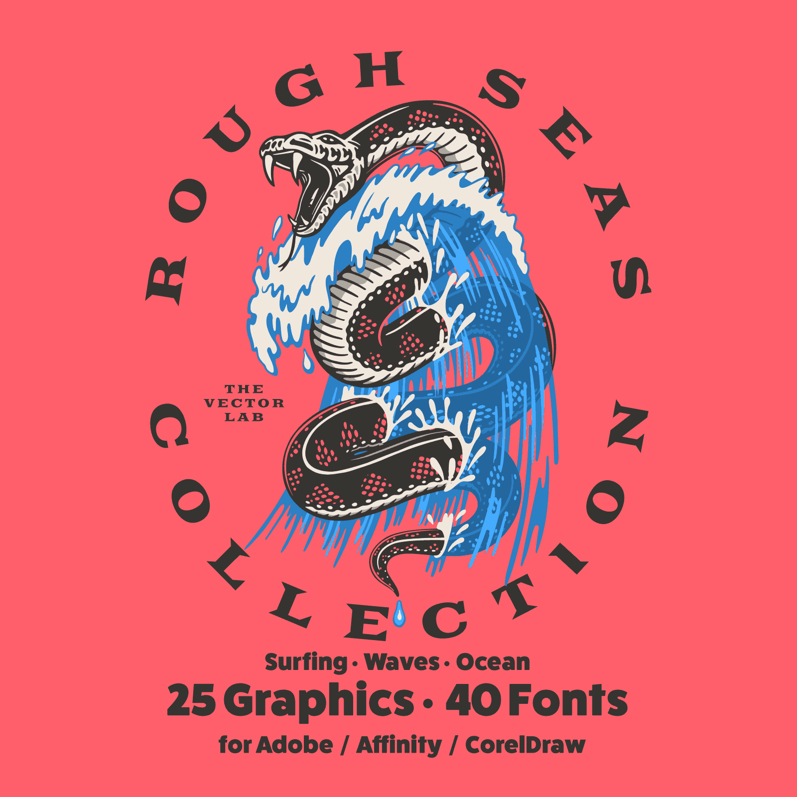Rough Seas - surfing & waves - graphic logo templates