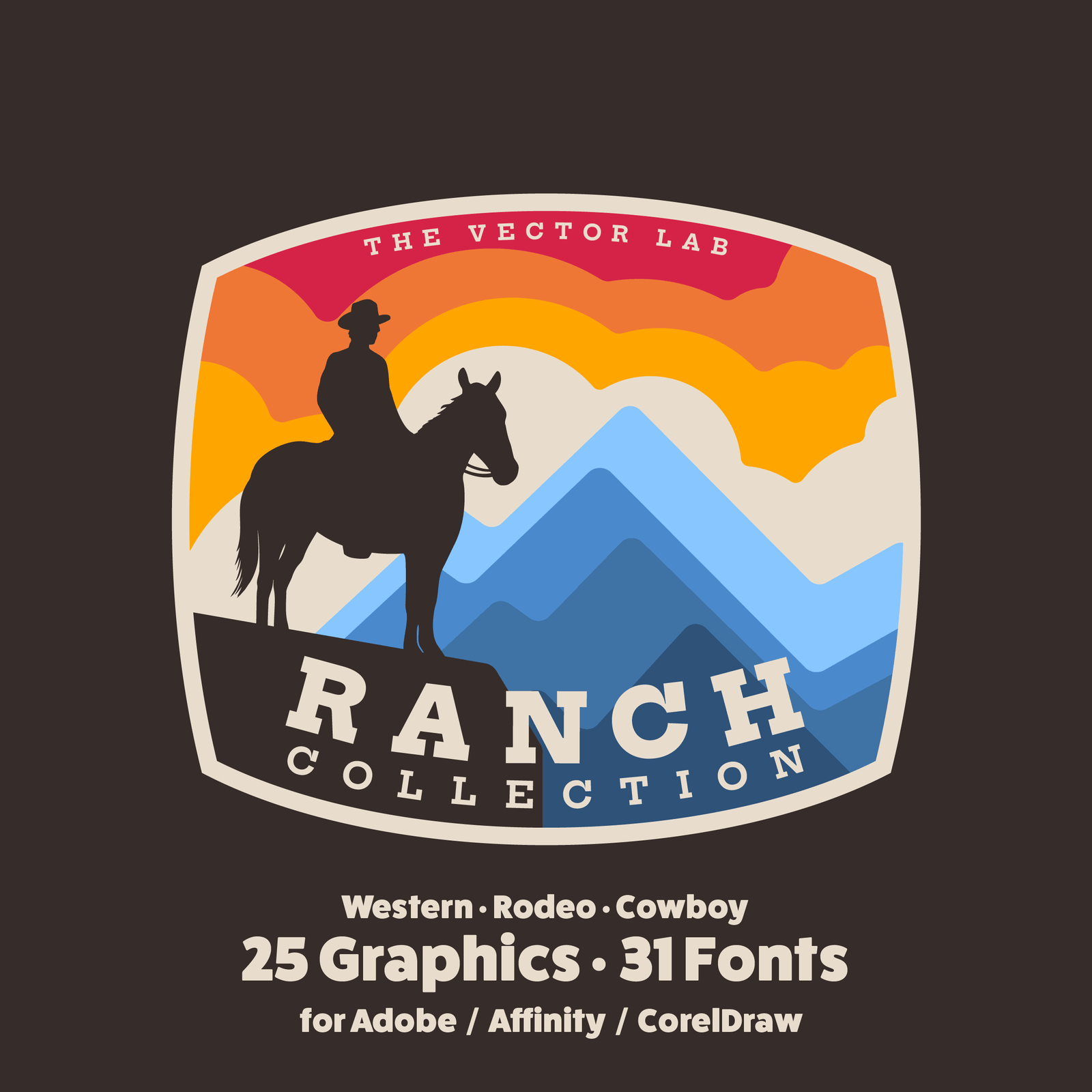 Ranch Collection of Graphic & Logo Templates for Adobe Affinity CorelDraw