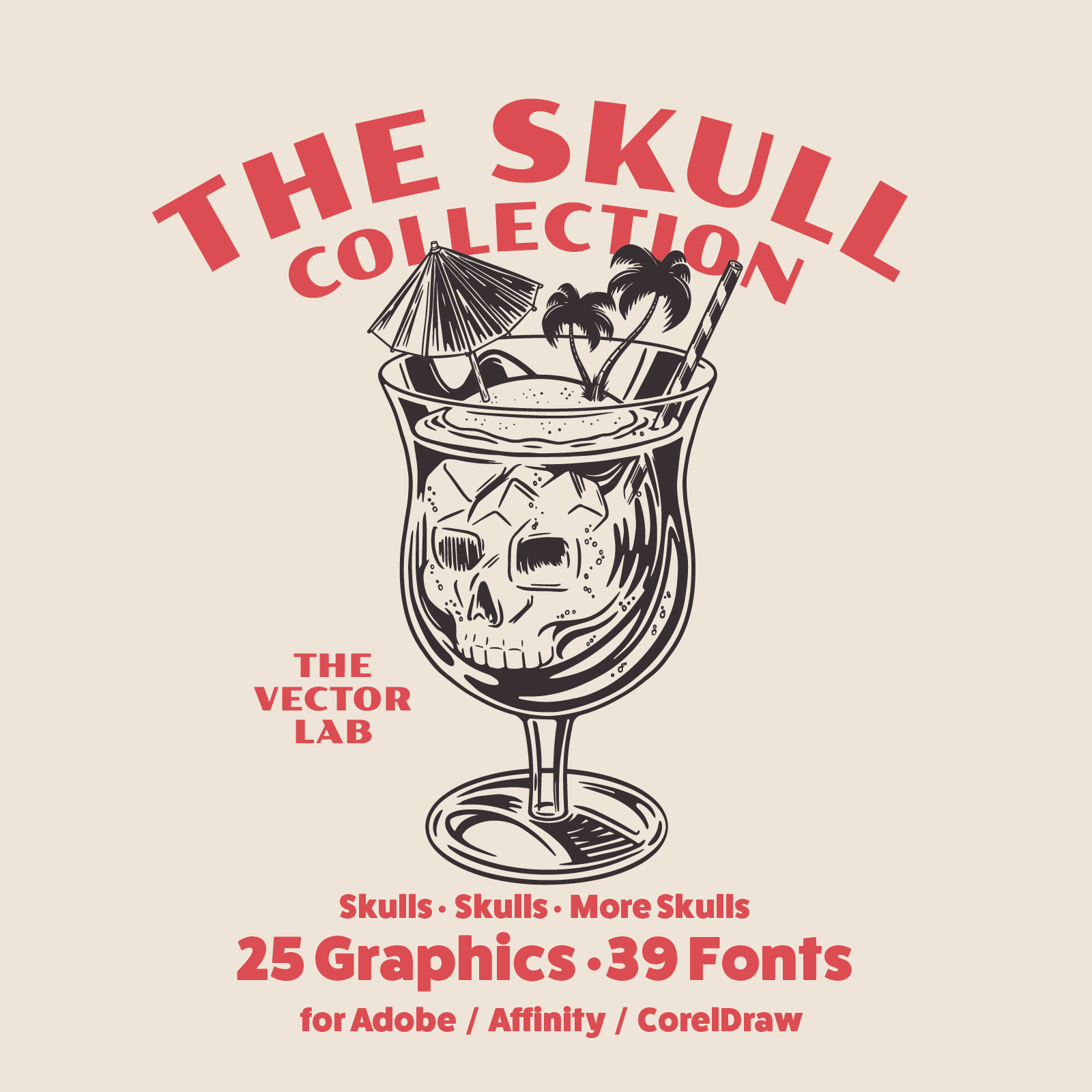 Skull Collection of Graphic Logo Templates for Adobe Affinity Corel