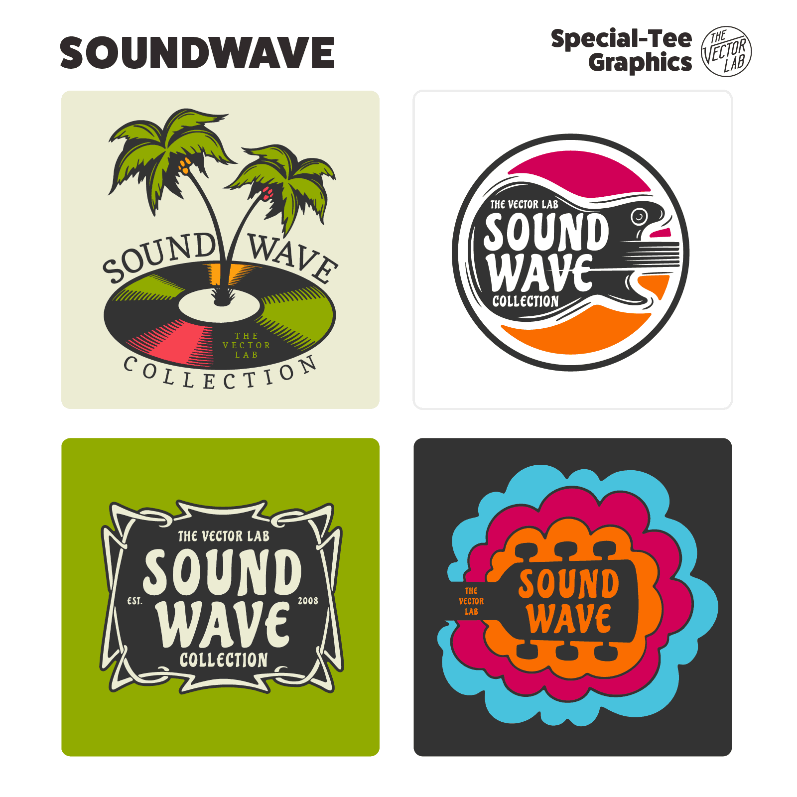 Soundwave music inspired graphic and logo templates