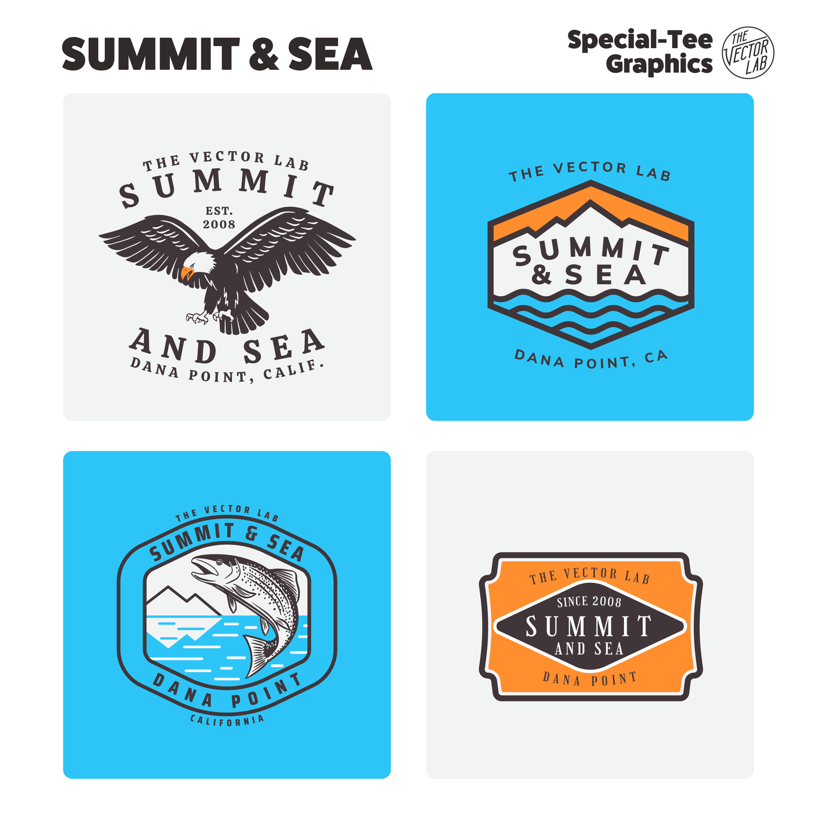 Summit & Sea Graphic Logo Templates for Adobe Affinity CorelDraw