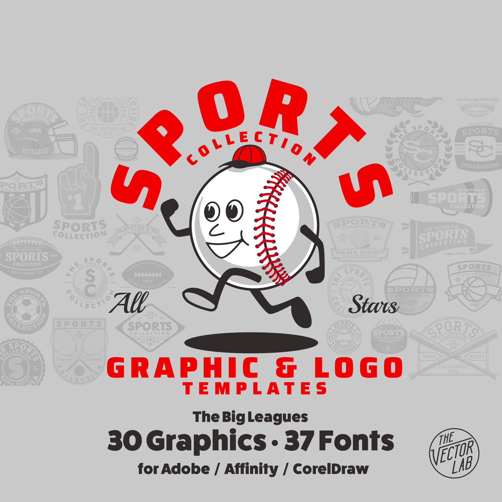Sports Collection of Graphic & Logo Templates Adobe Affinity Corel