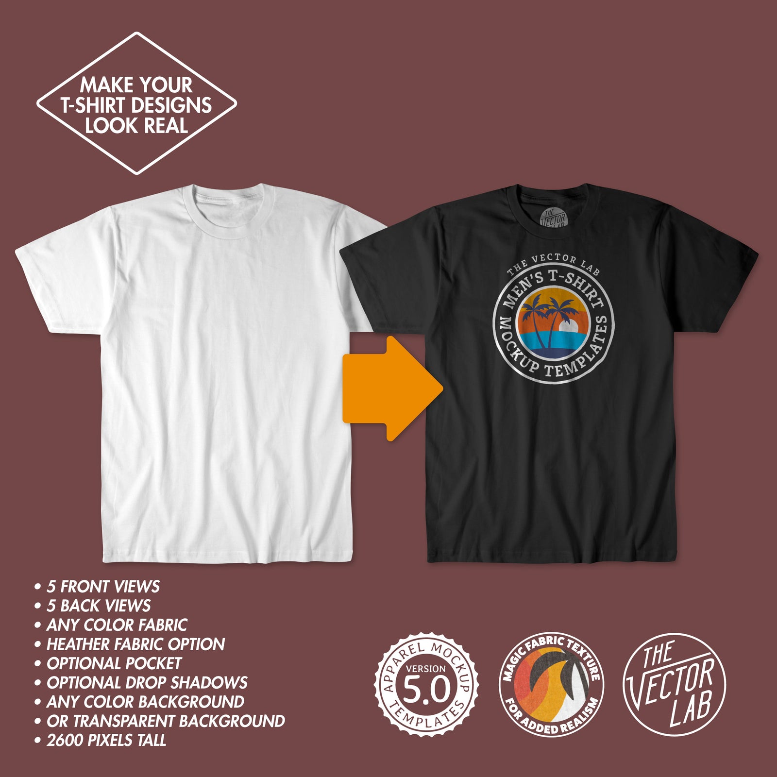 Men's Flat Lay T-Shirt Mockups for Photoshop and Illustrator
