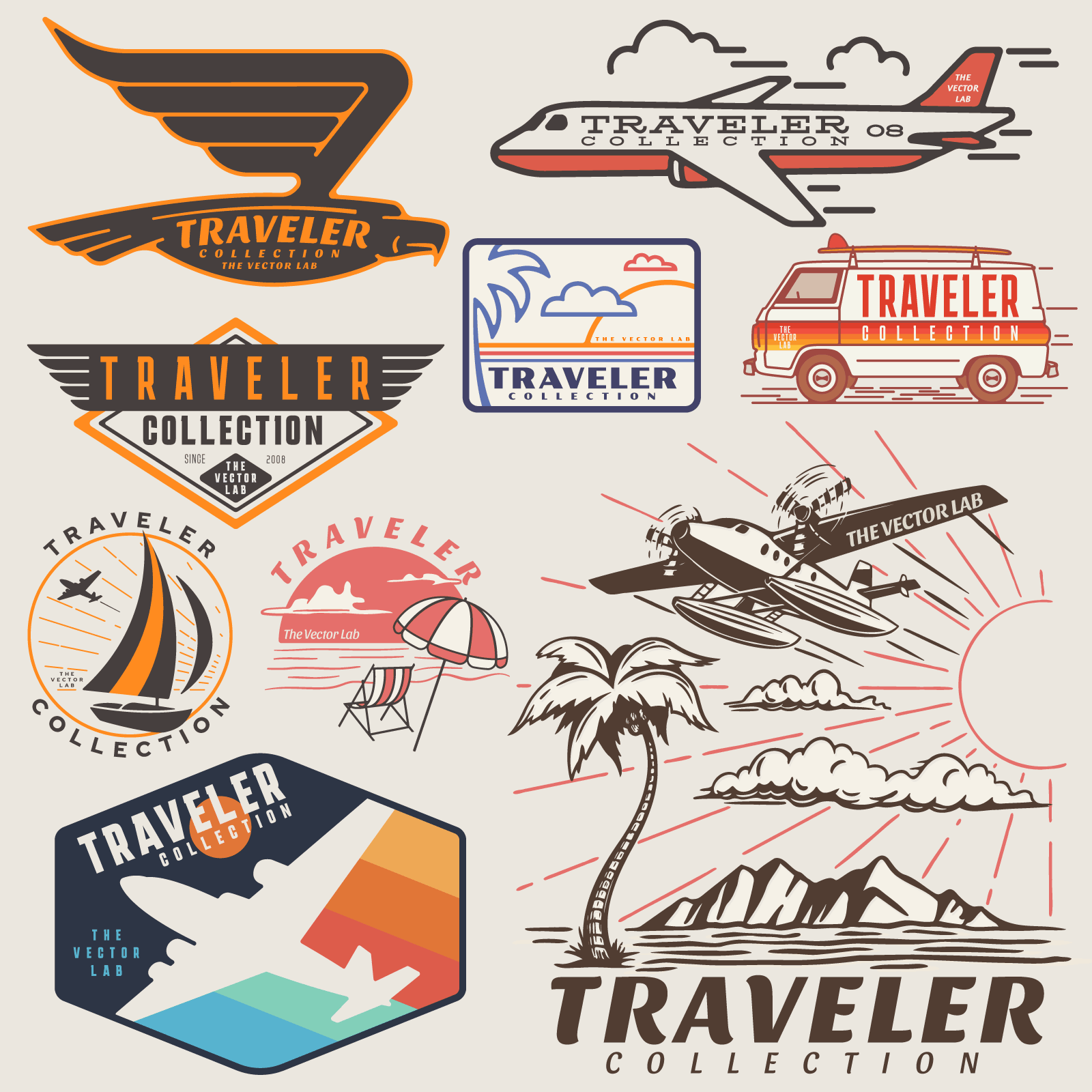 Traveler Graphic Logo Templates for Adobe Affinity Corel