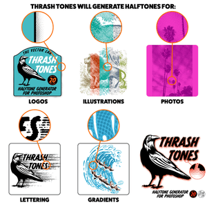 ThrashTones Halftone Generator for Photographs, Logos, Lettering, Illustrations, and Gradients