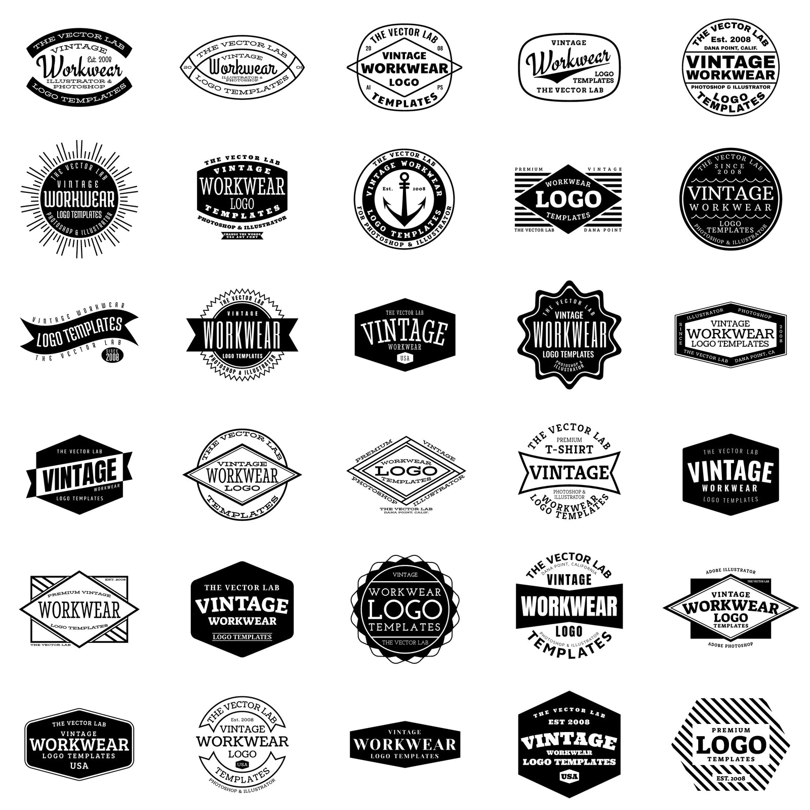 Vintage Workwear Logo Templates
