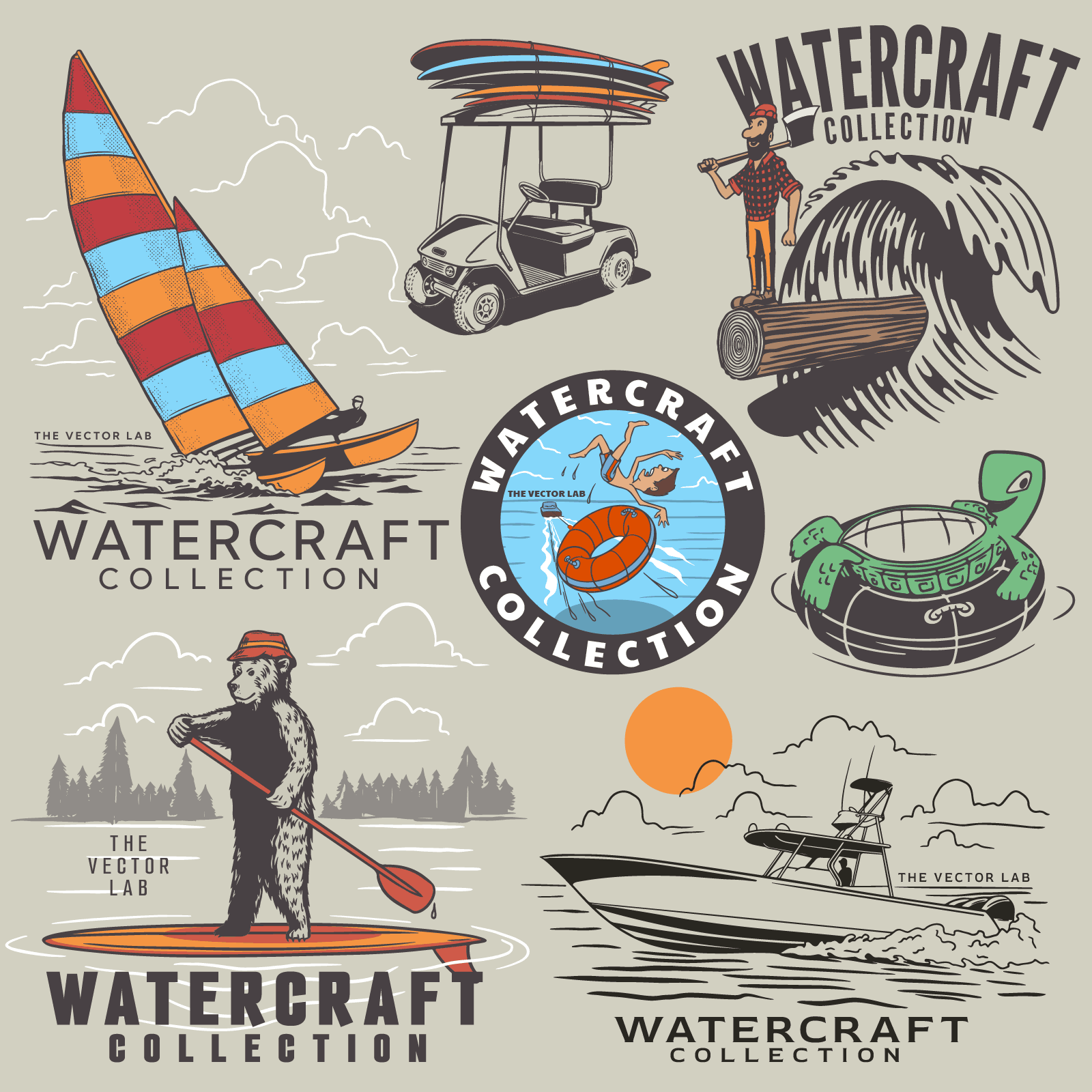 Watercraft Graphic Logo Templates for Adobe Affinity Corel
