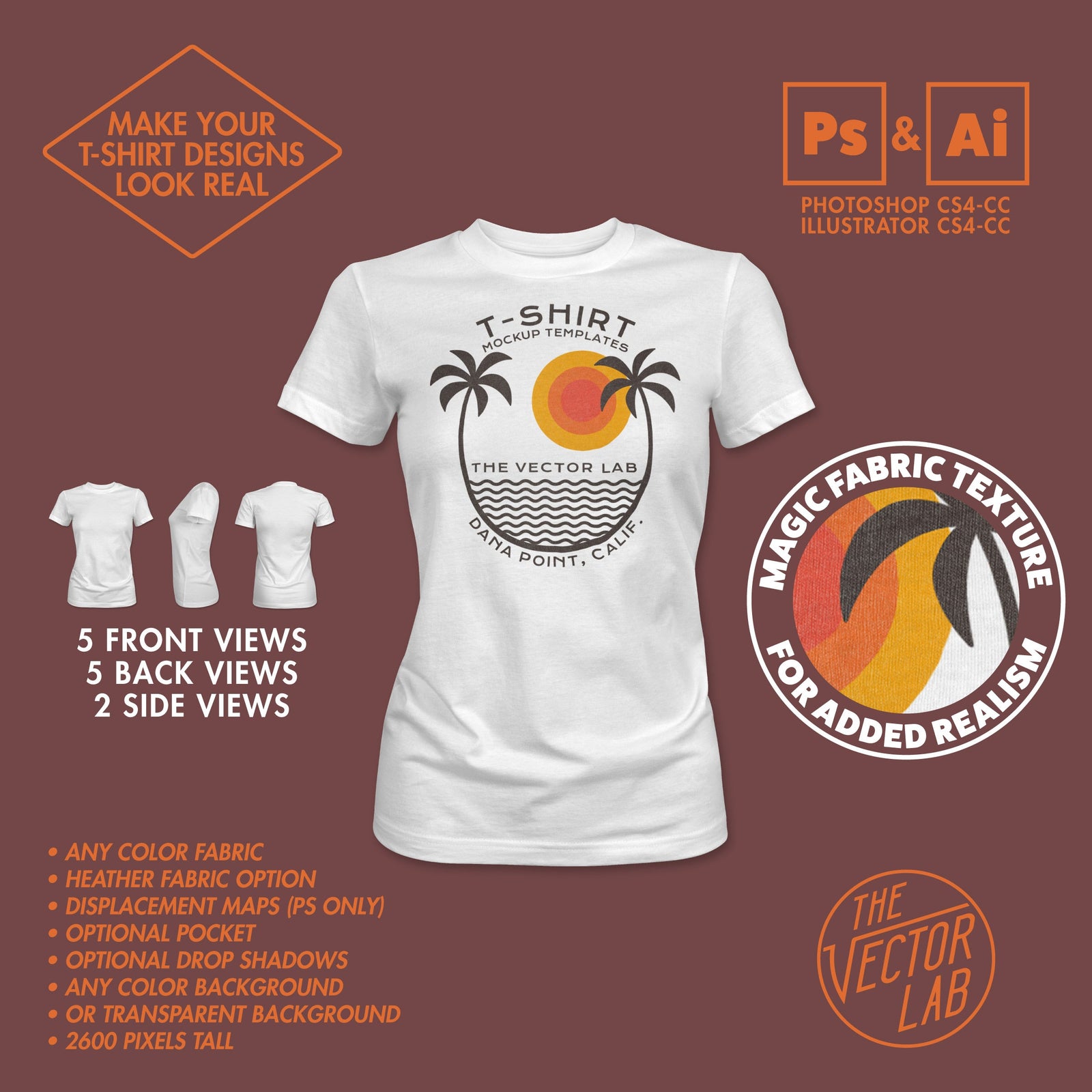 Women's T-Shirt Mockup Templates for Photoshop and Illustrator