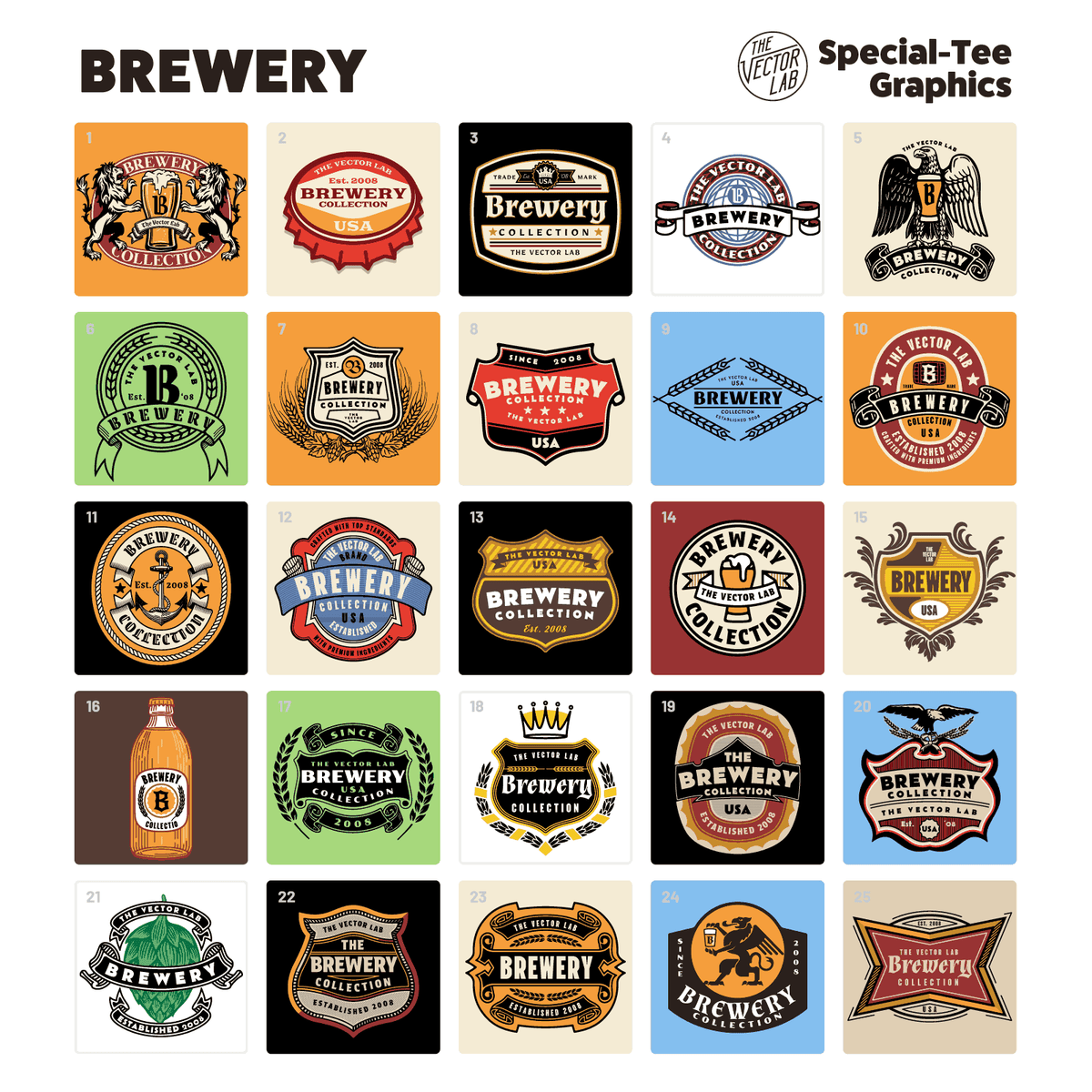 Brewery Beer Labels and Logo Graphic Templates