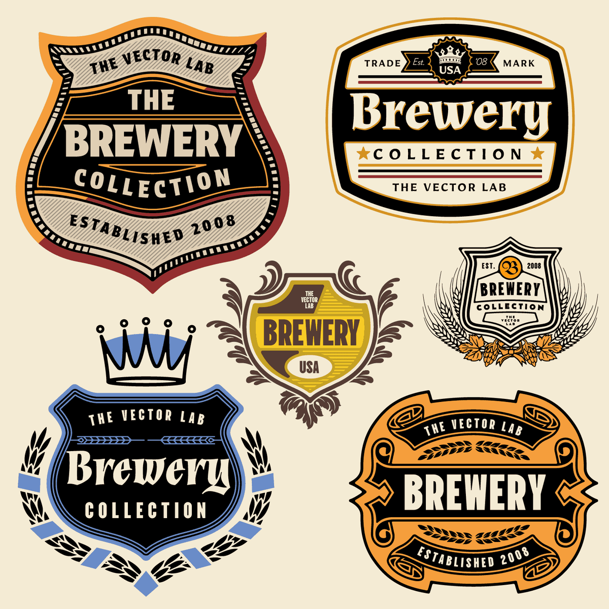 Brewery Beer Labels and Logo Graphic Templates