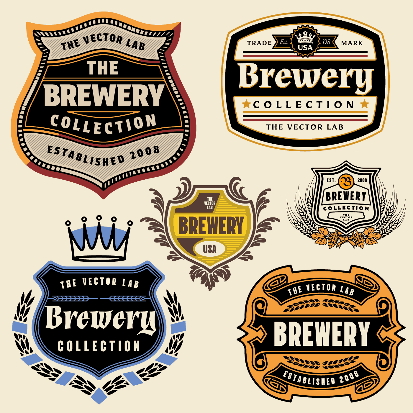 Brewery Beer Labels and Logo Graphic Templates
