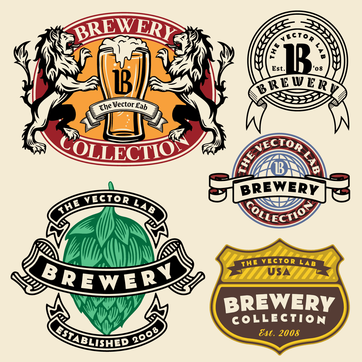 Brewery Beer Labels and Logo Graphic Templates