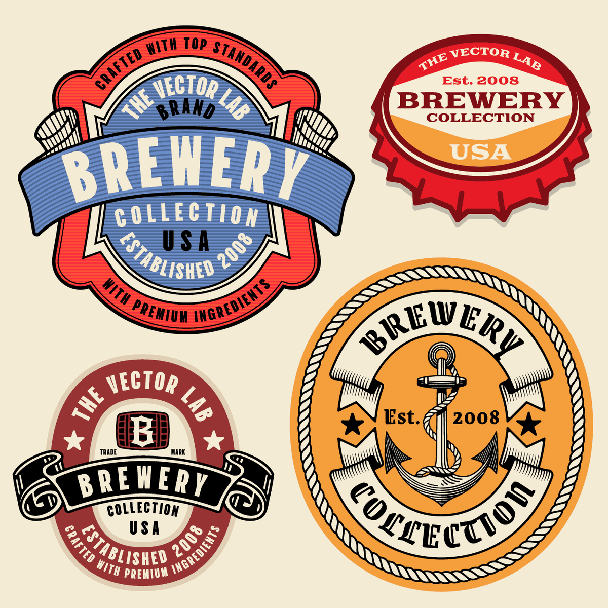 Brewery Beer Labels and Logo Graphic Templates