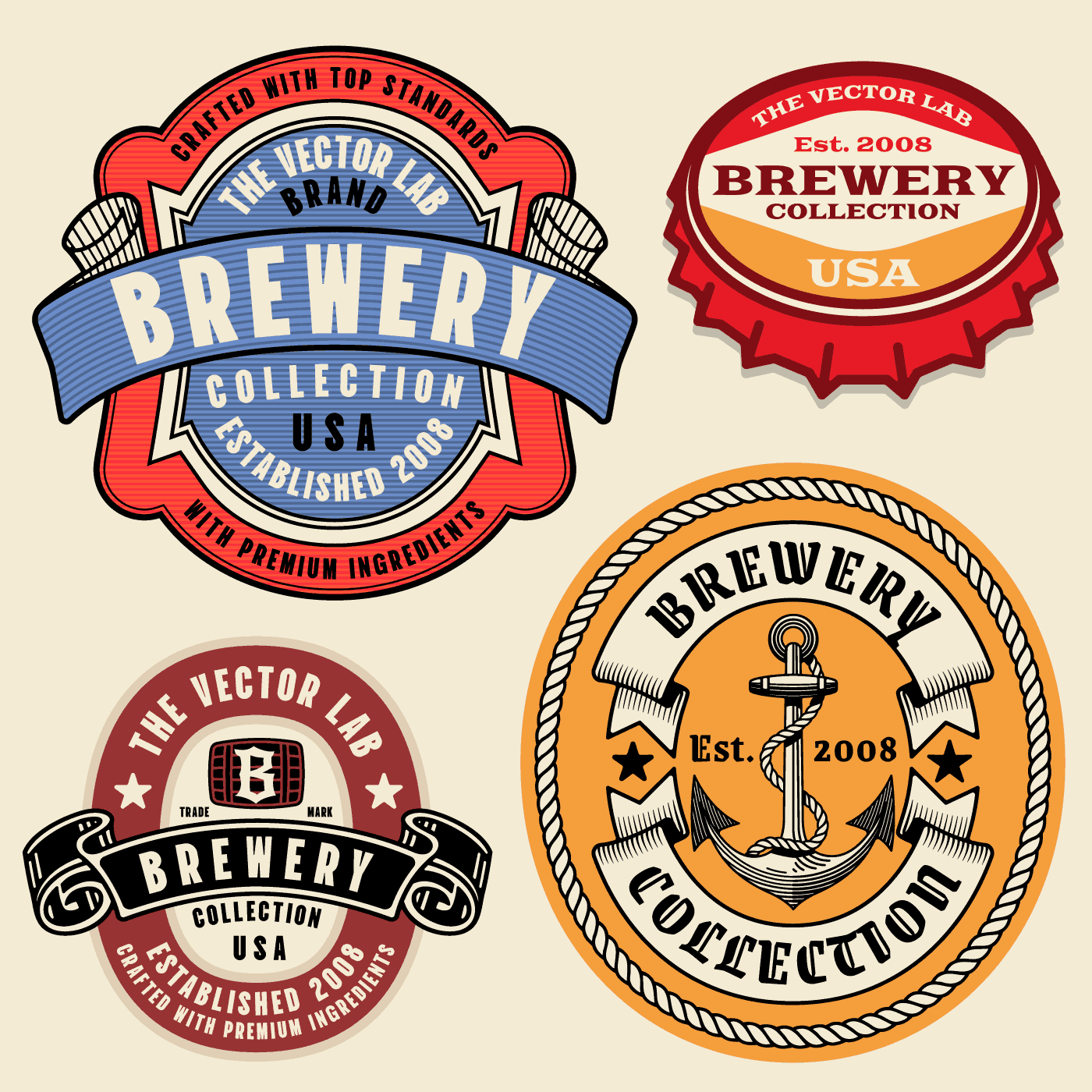 Brewery Beer Labels and Logo Graphic Templates