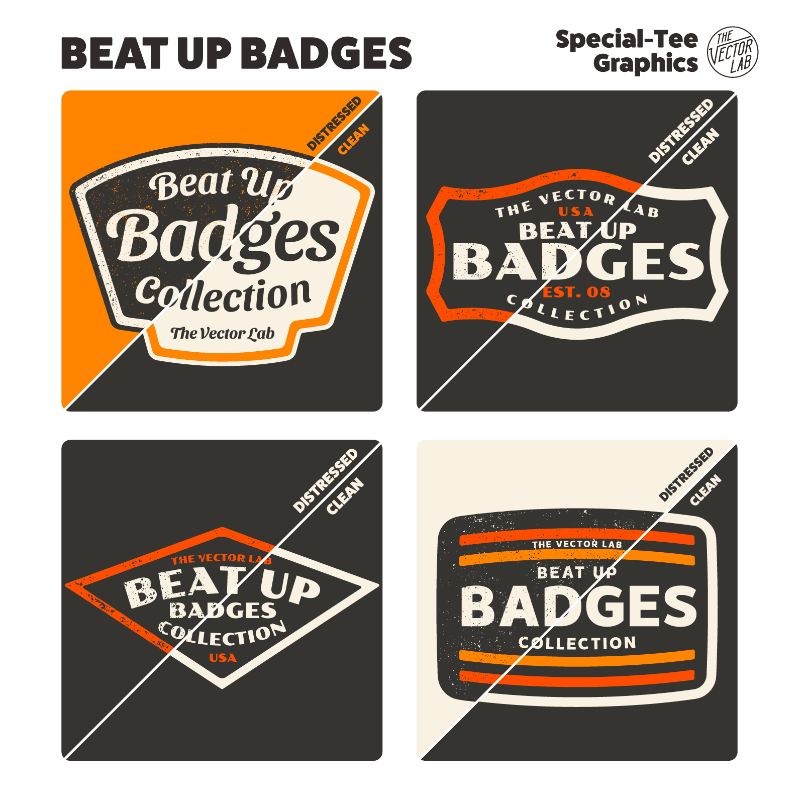 Beat Up Badges - Textured Logo Templates