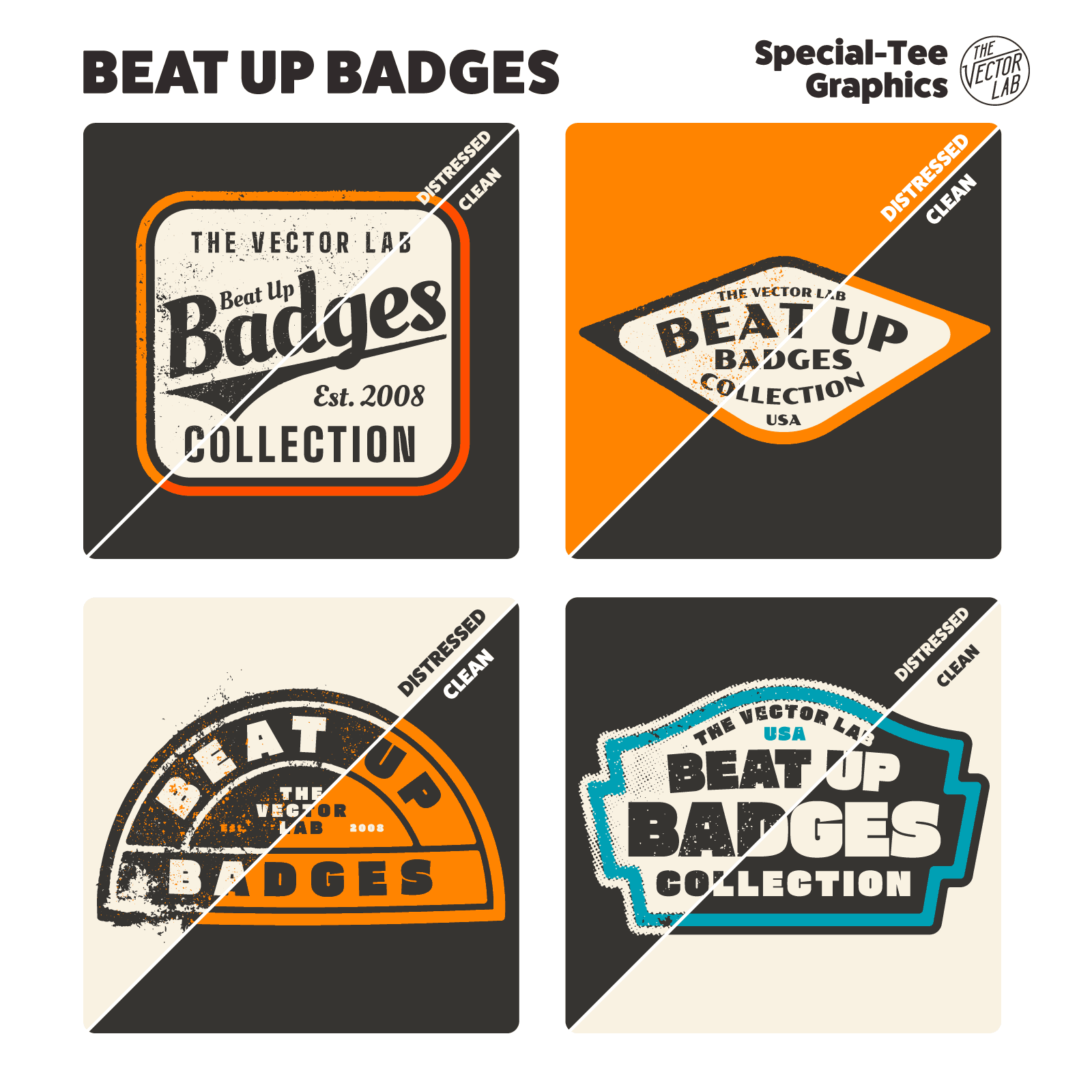 Beat Up Badges - Textured Logo Templates