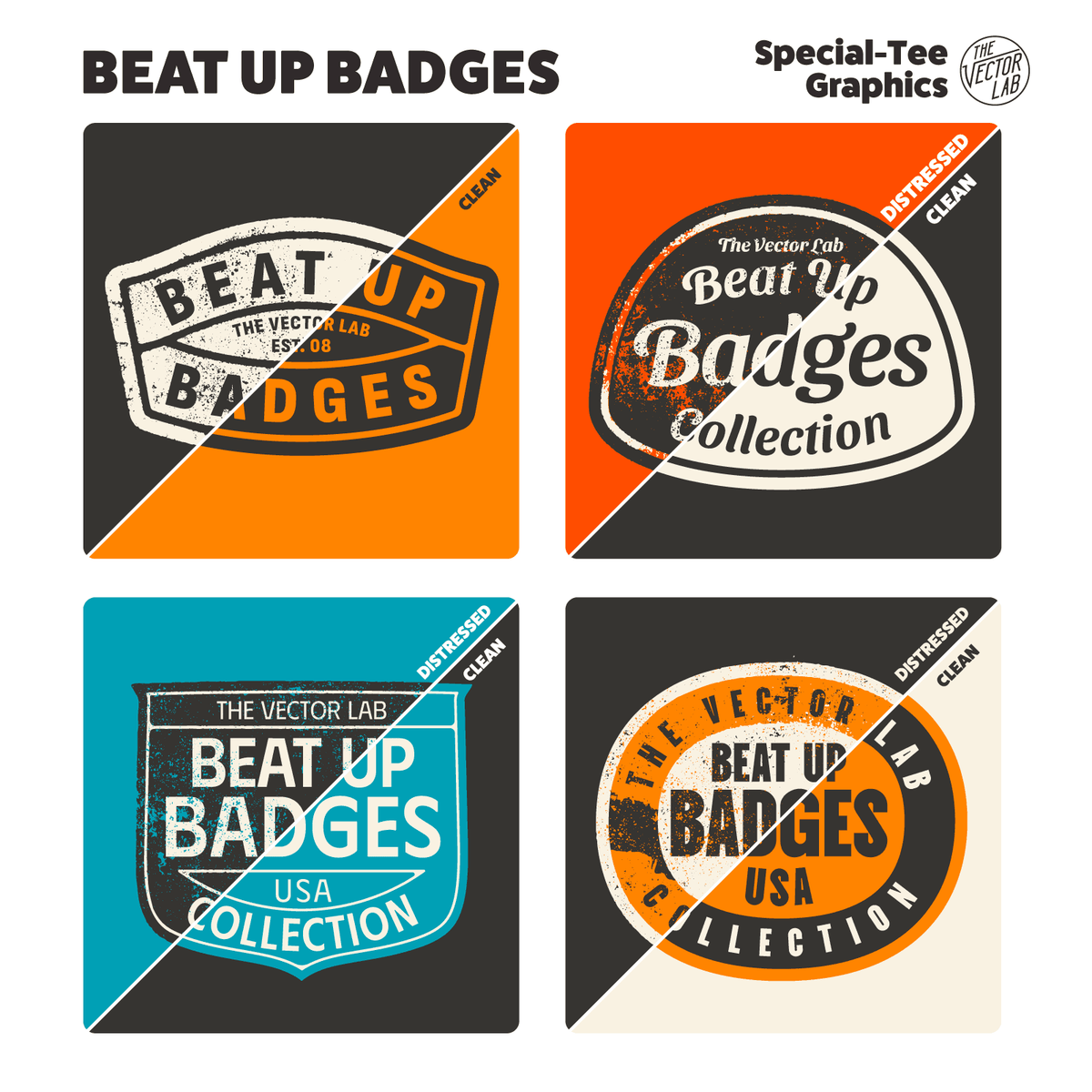 Beat Up Badges - Textured Logo Templates