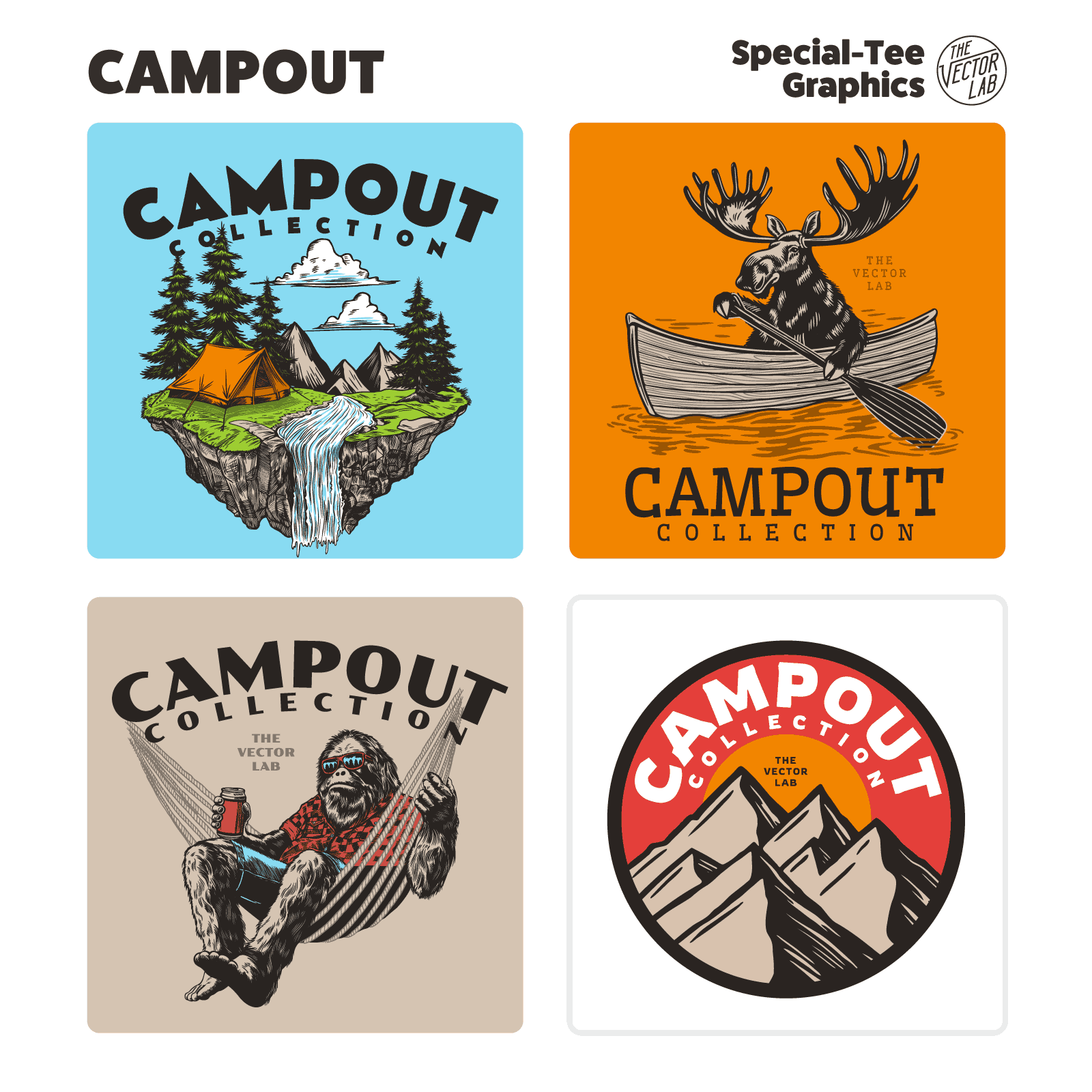 Campout Outdoors • Nature • Camping graphic templates for t-shirts, hats, stickers