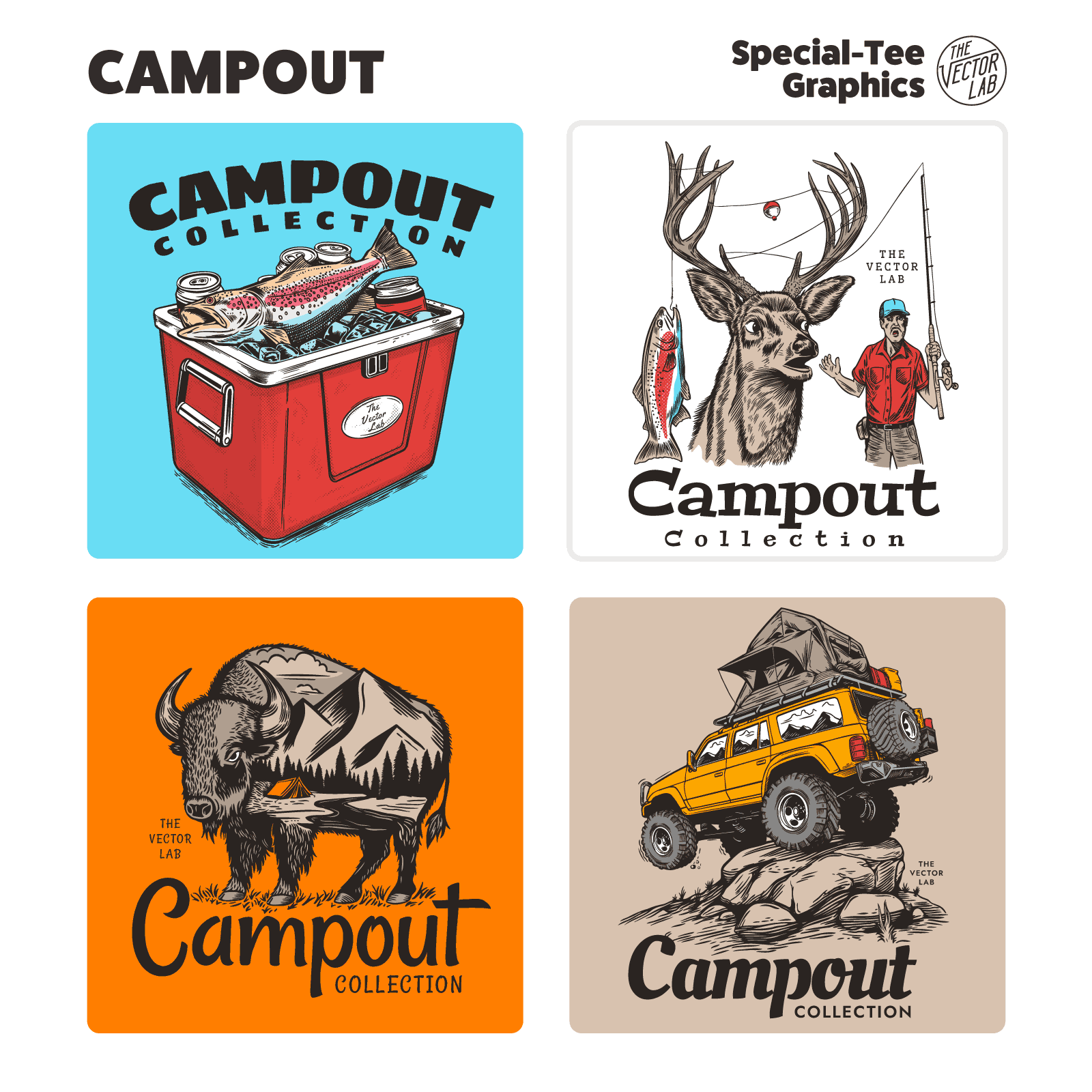 Campout Outdoors • Nature • Camping graphic templates for t-shirts, hats, stickers