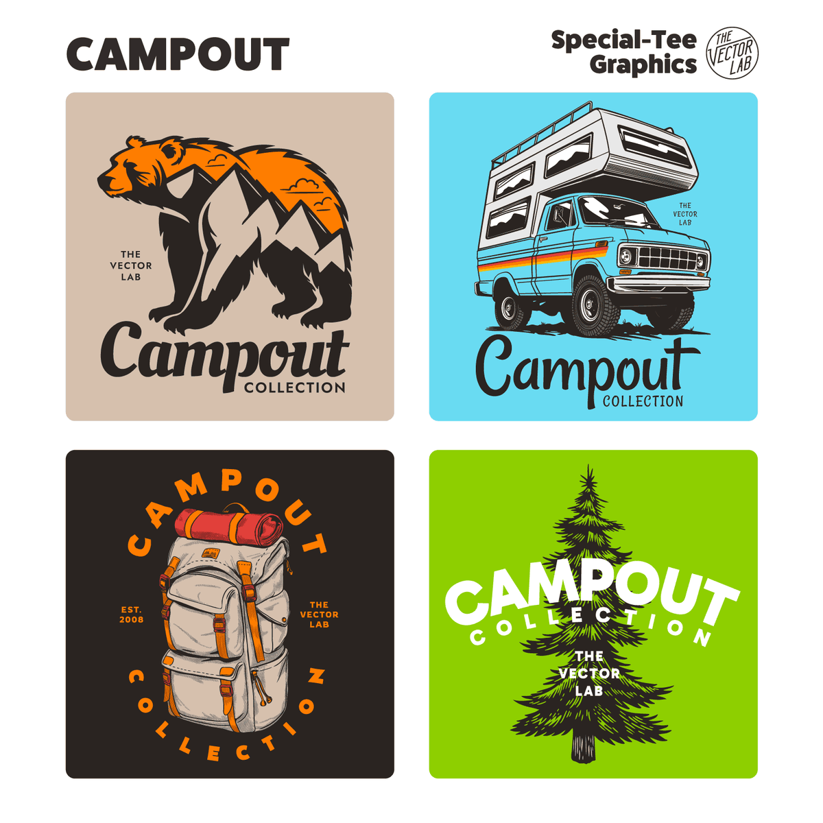 Campout Outdoors • Nature • Camping graphic templates for t-shirts, hats, stickers
