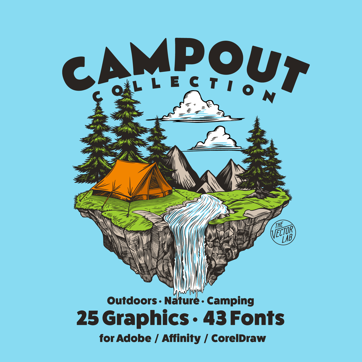 Campout Outdoors • Nature • Camping graphic templates for t-shirts, hats, stickers