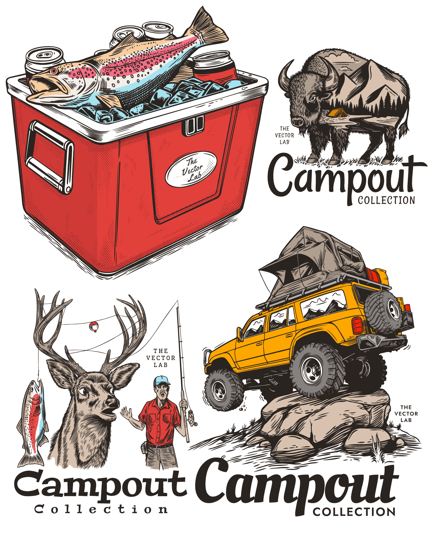 Campout Outdoors • Nature • Camping graphic templates for t-shirts, hats, stickers