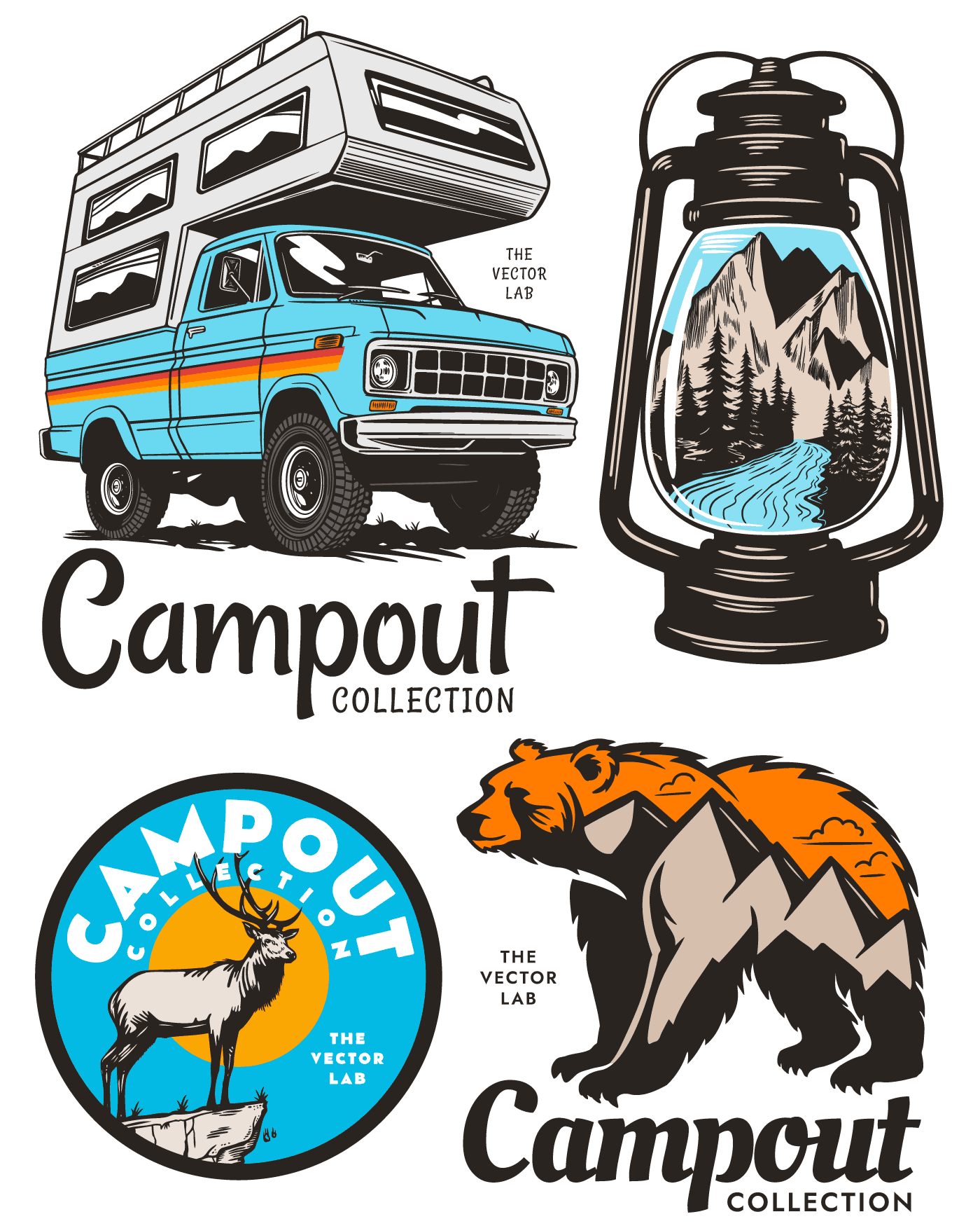 Campout Outdoors • Nature • Camping graphic templates for t-shirts, hats, stickers