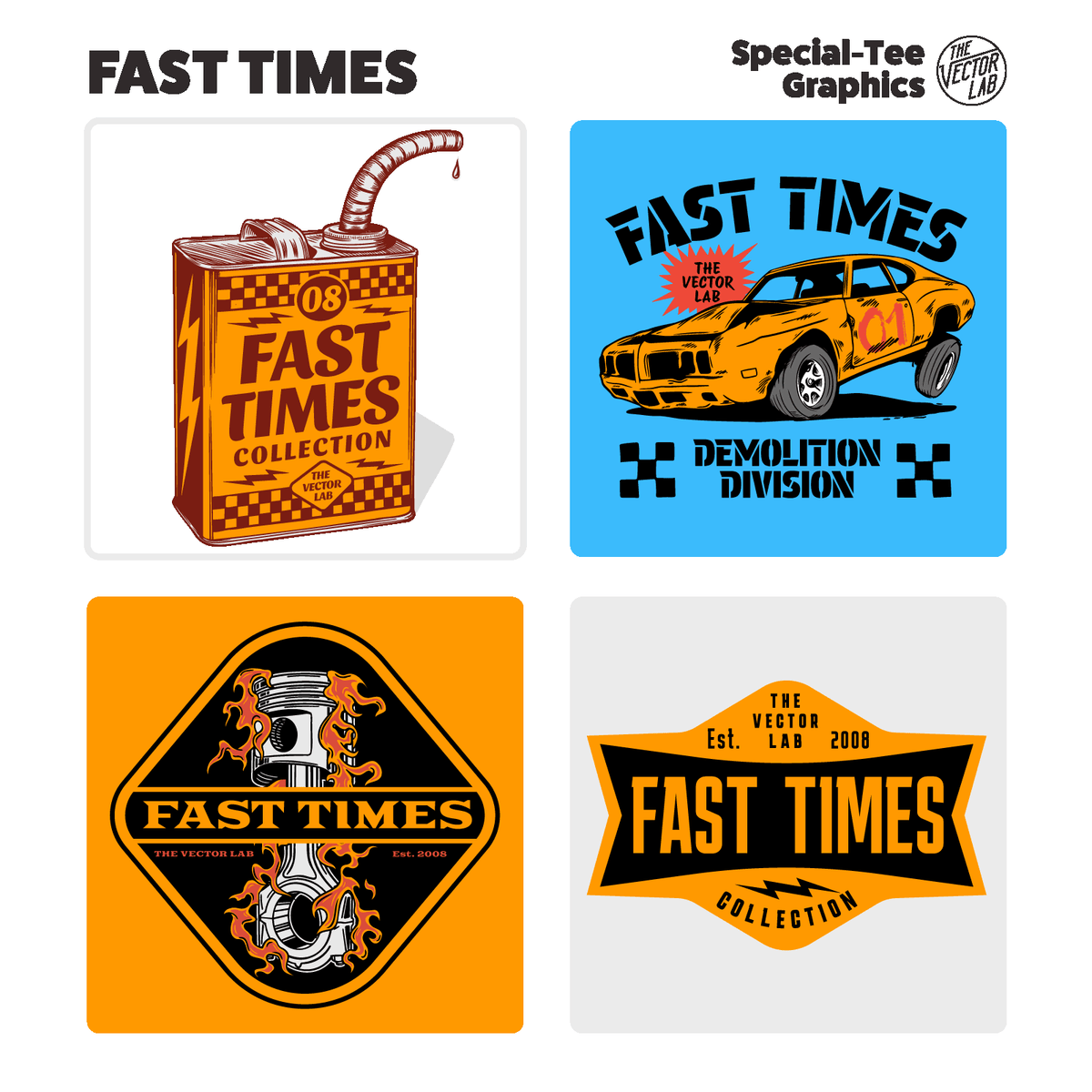 Fast Times Car Racing Graphics and Fonts