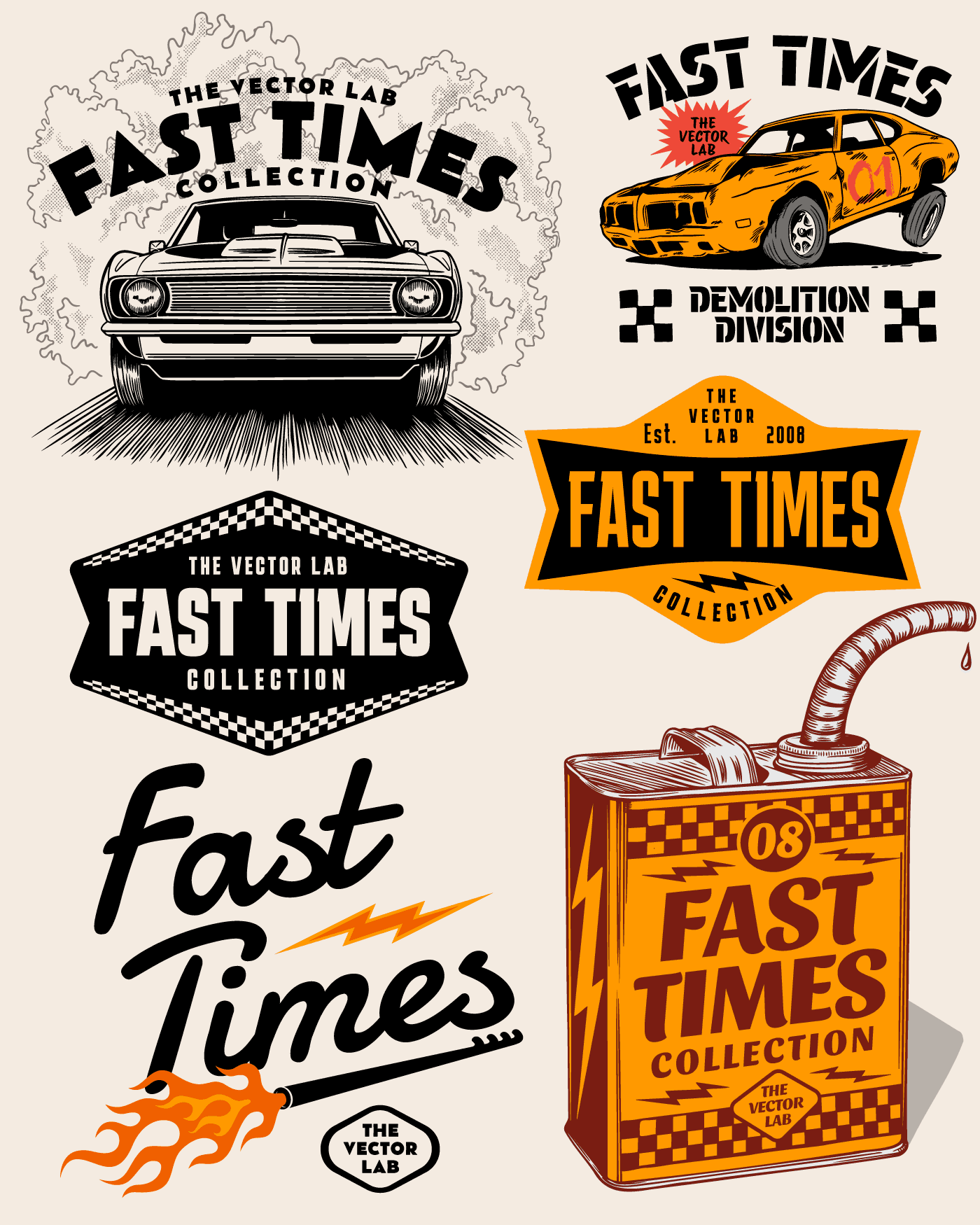 Fast Times Car Racing Graphics and Fonts