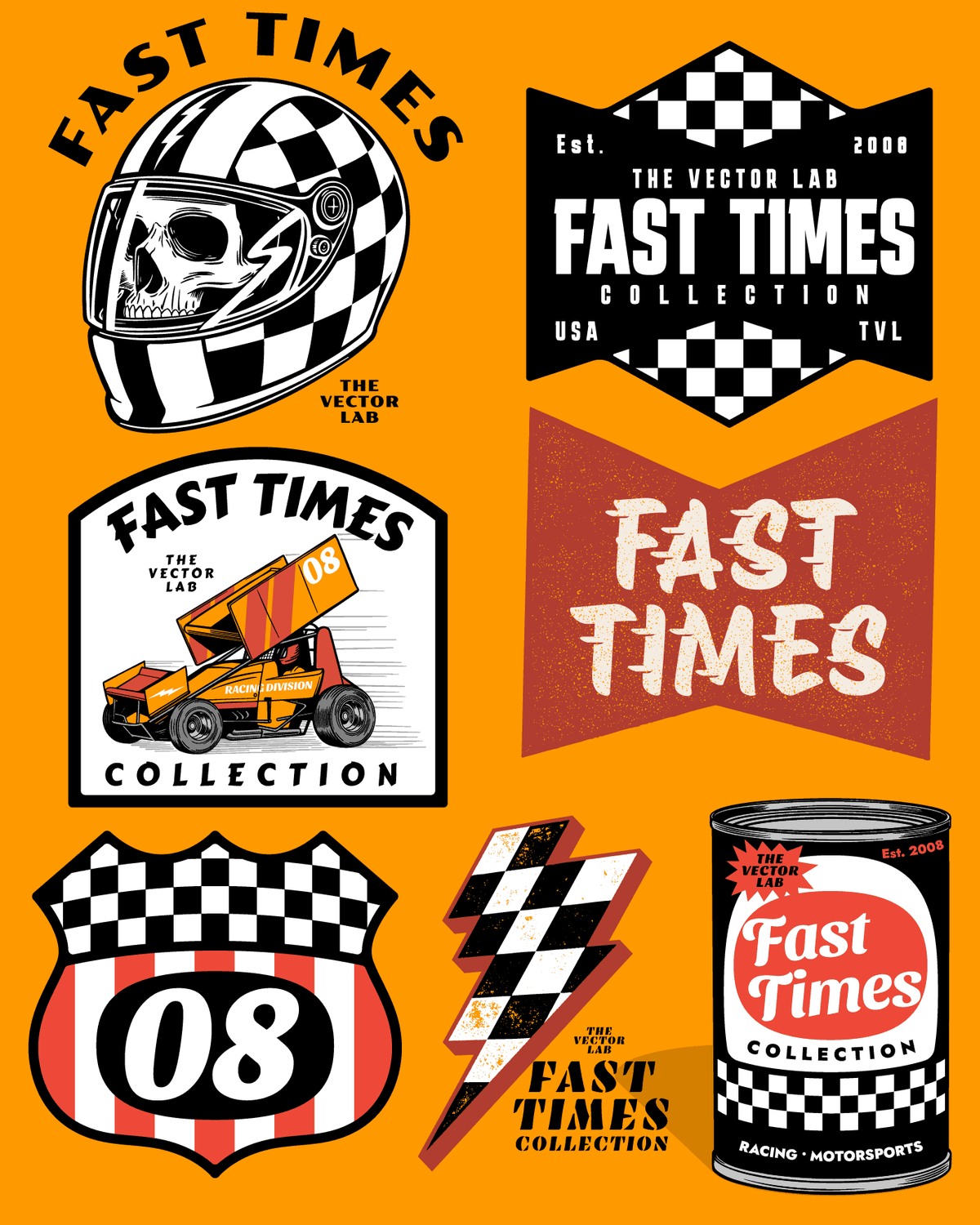 Fast Times Car Racing Graphics and Fonts