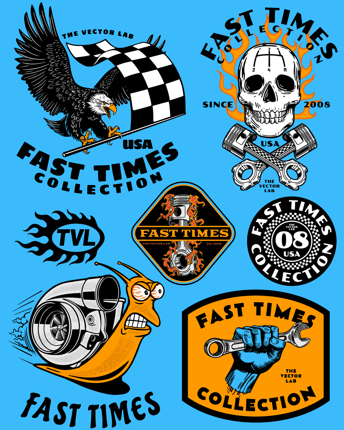 Fast Times Car Racing Graphics and Fonts