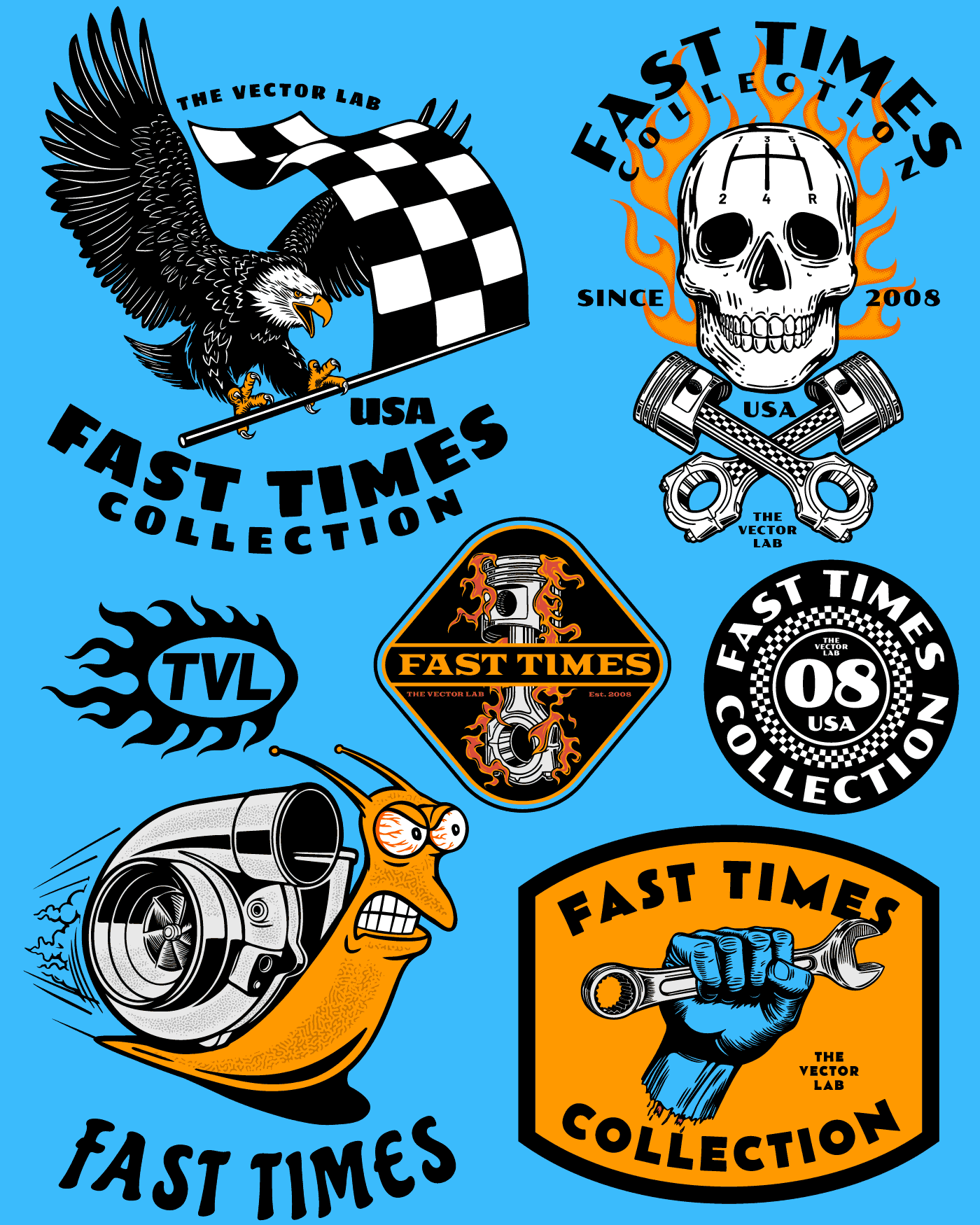 Fast Times Car Racing Graphics and Fonts