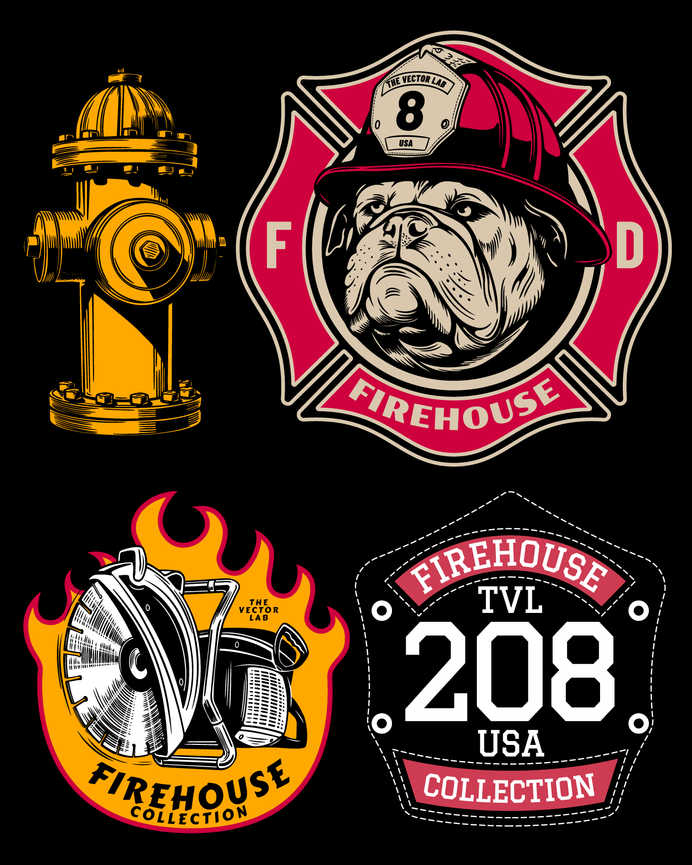 Firehouse Firefighter Graphic and Logo Templates