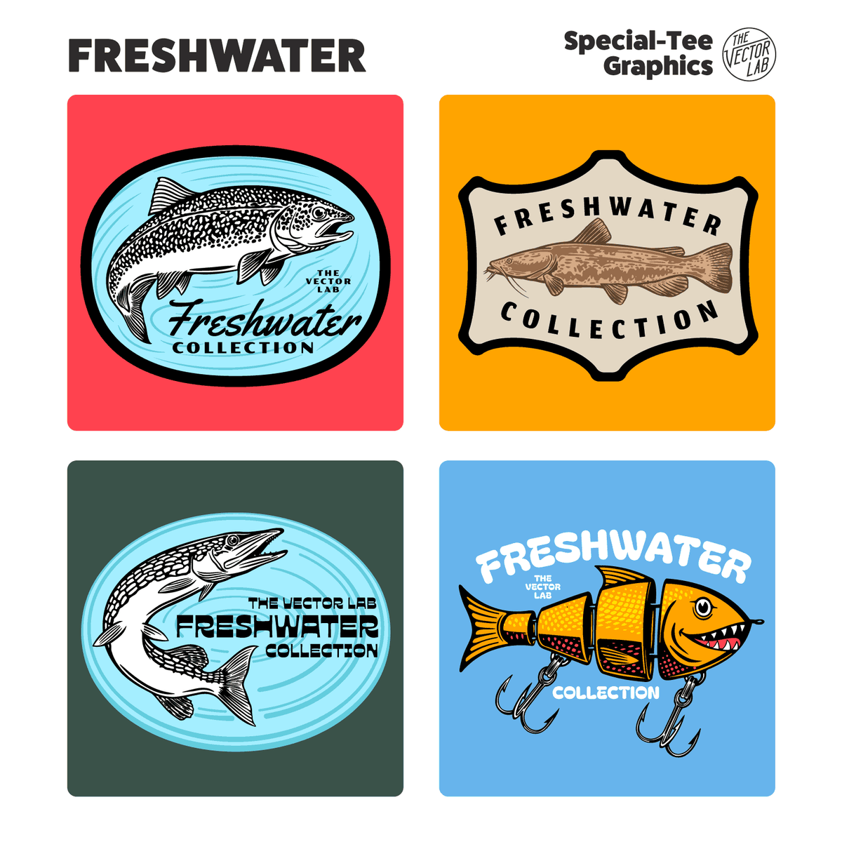 Freshwater Fishing Graphic and Logo Templates