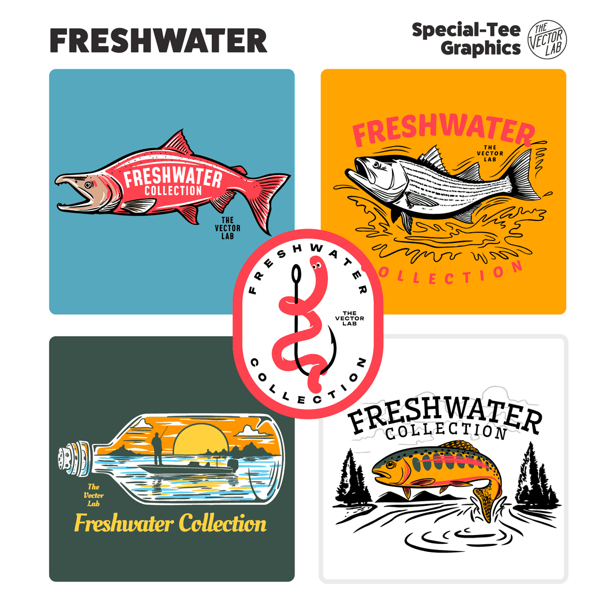 Freshwater Fishing Graphic and Logo Templates